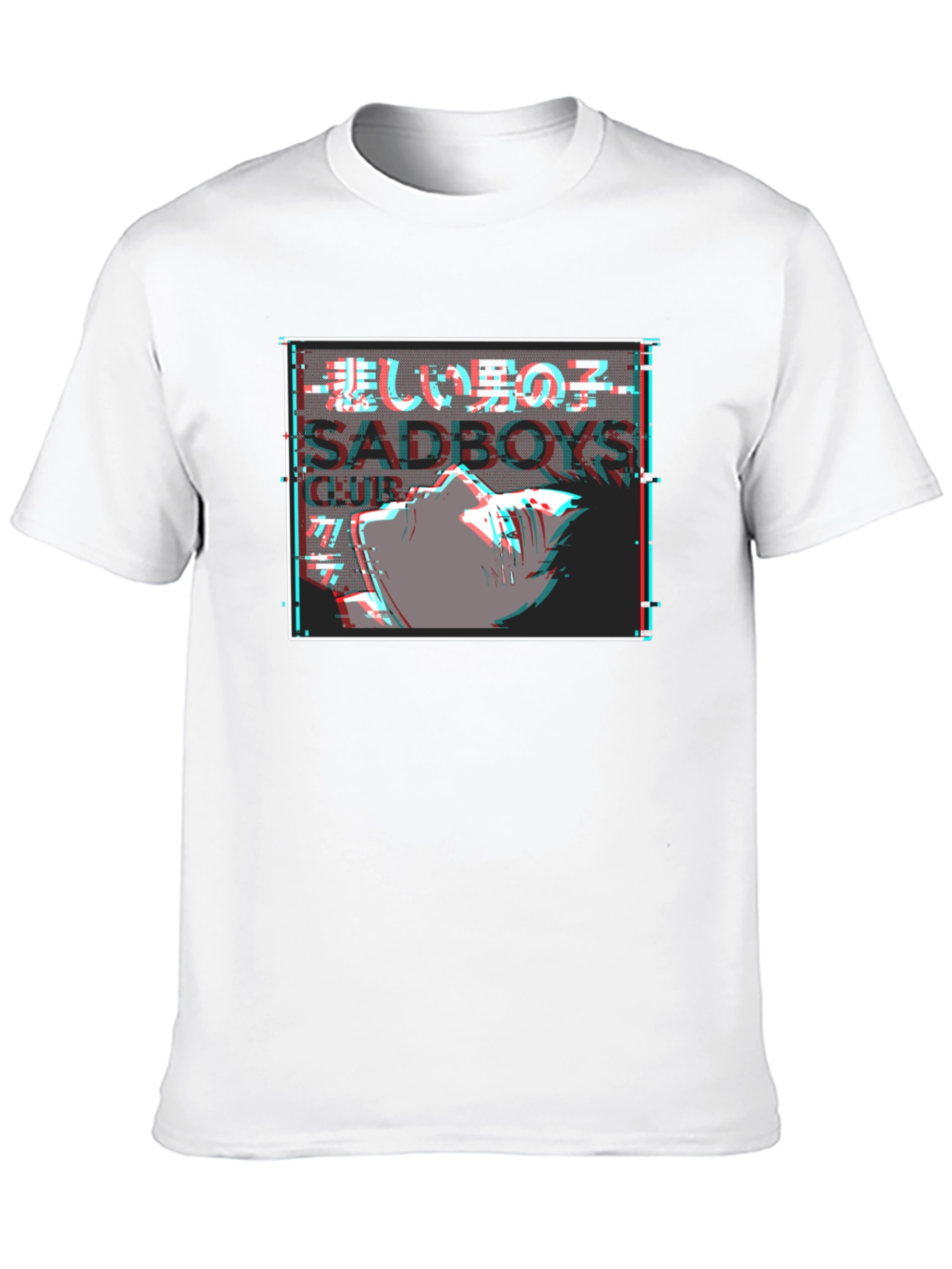 Sadboys Club Graphic Tee - Glitch Anime Design