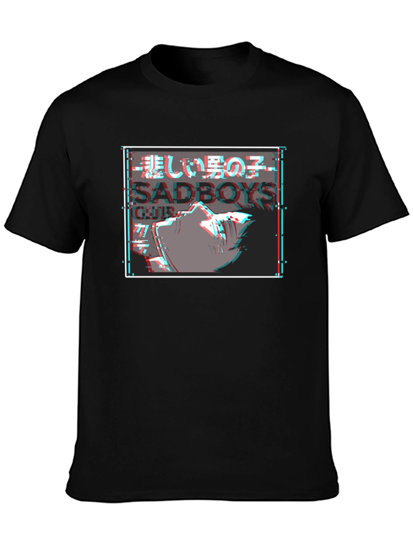 Sadboys Club Graphic Tee - Glitch Anime Design
