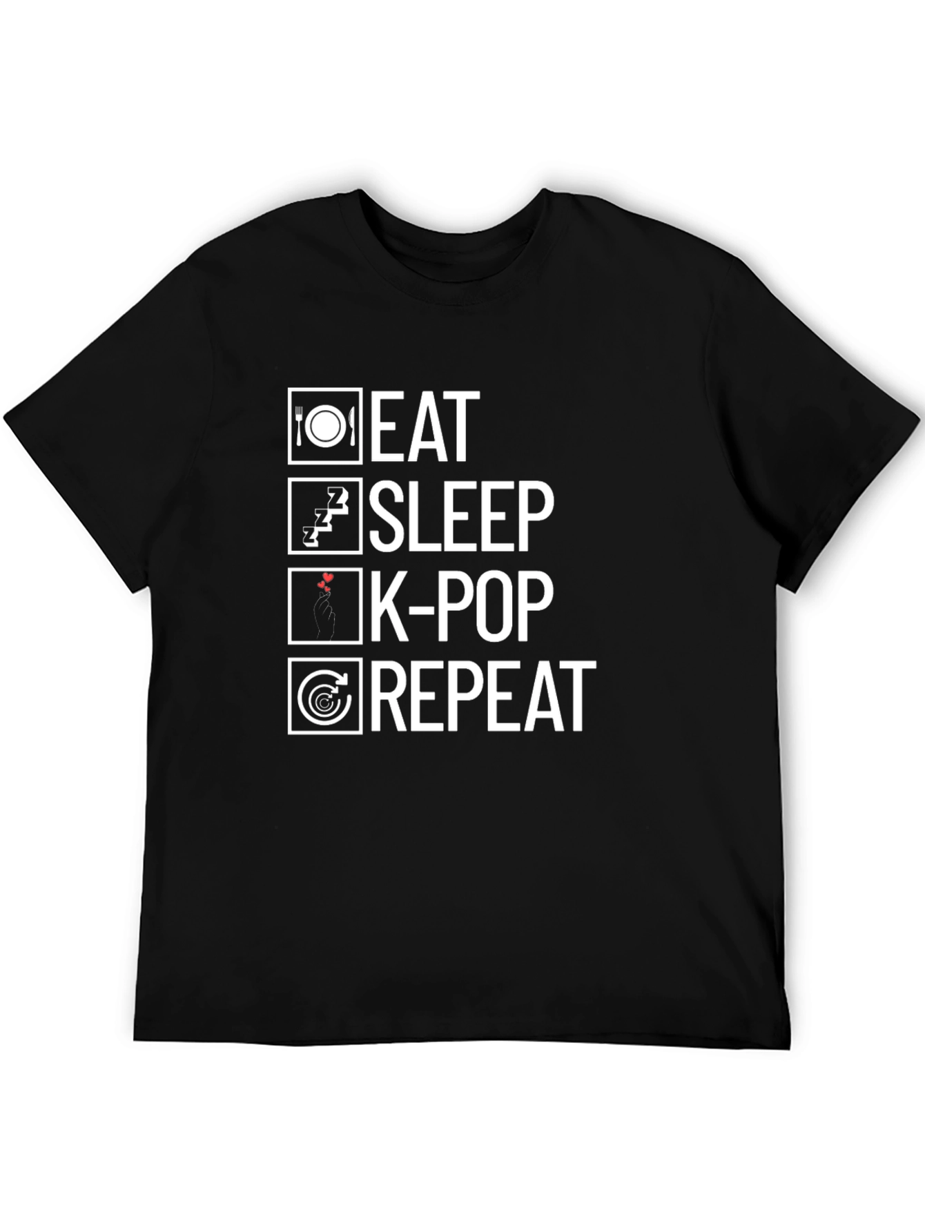 Eat Sleep K-Pop Repeat Graphic Tee
