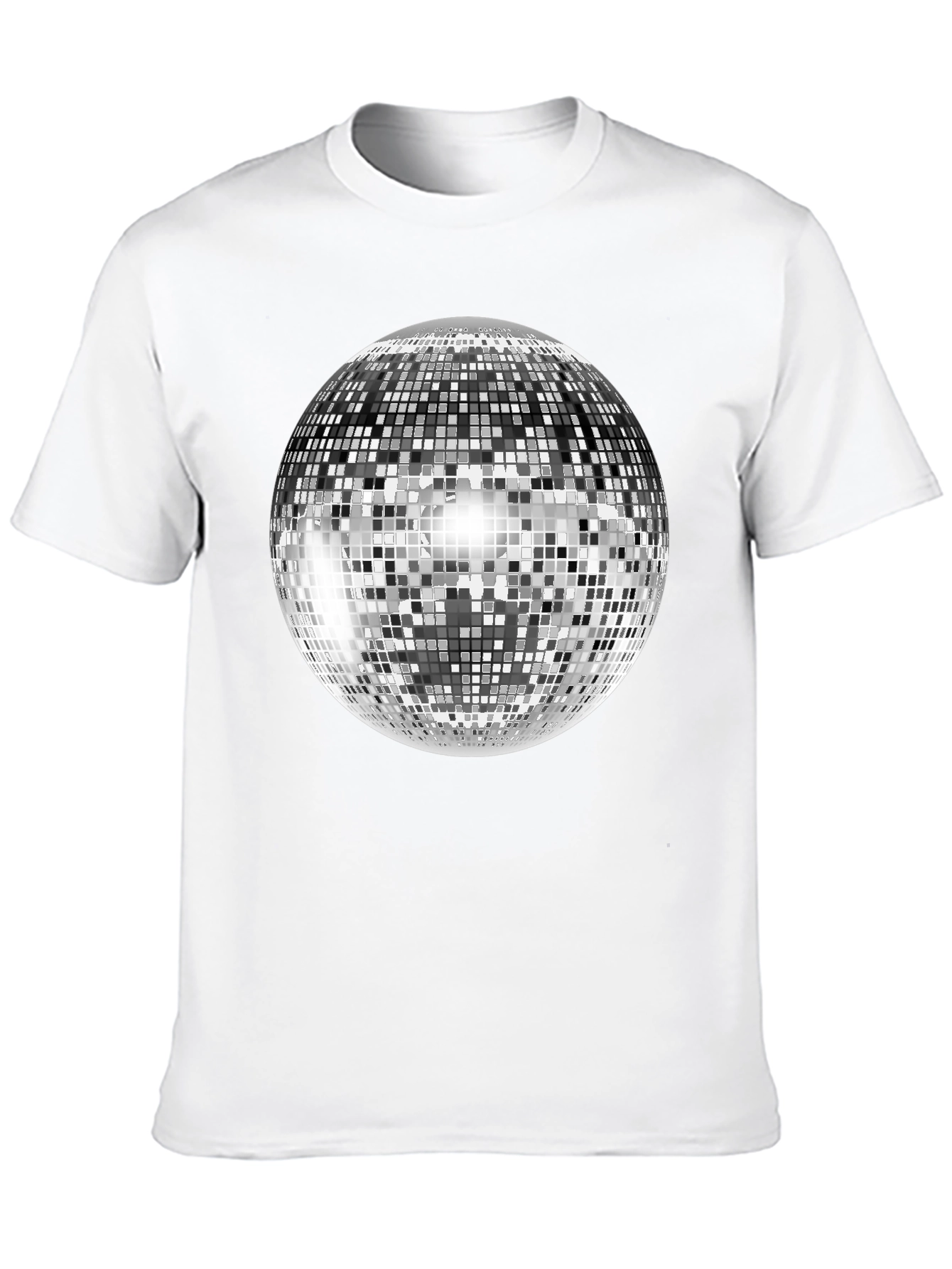 Retro Disco Ball Graphic Tee - Black Cotton Blend