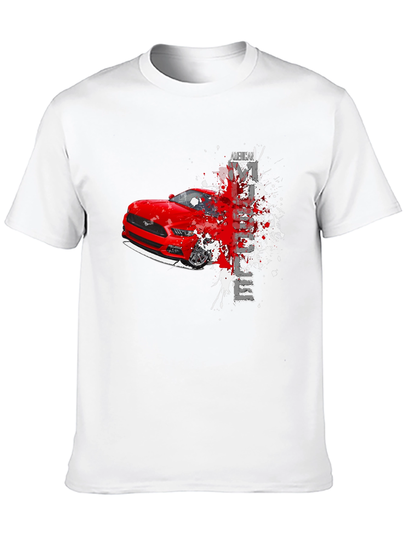 Mustang Graphic Tee - Mens Black Cotton T-Shirt