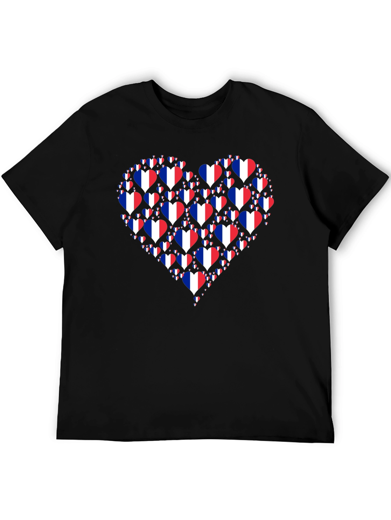 French Pride Heart Graphic T-Shirt - Black Cotton Tee