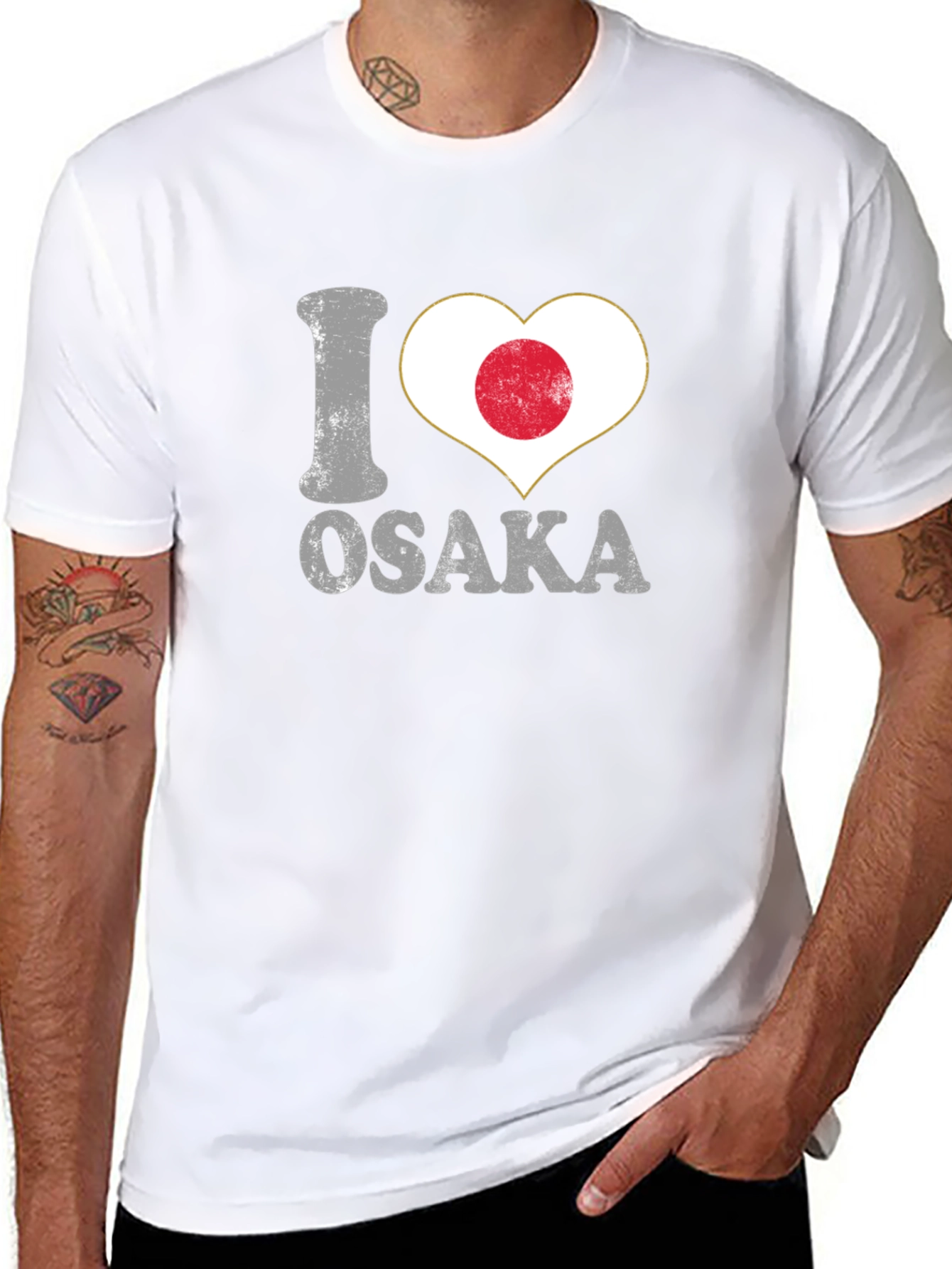I Heart Osaka Japan Flag Graphic T-Shirt