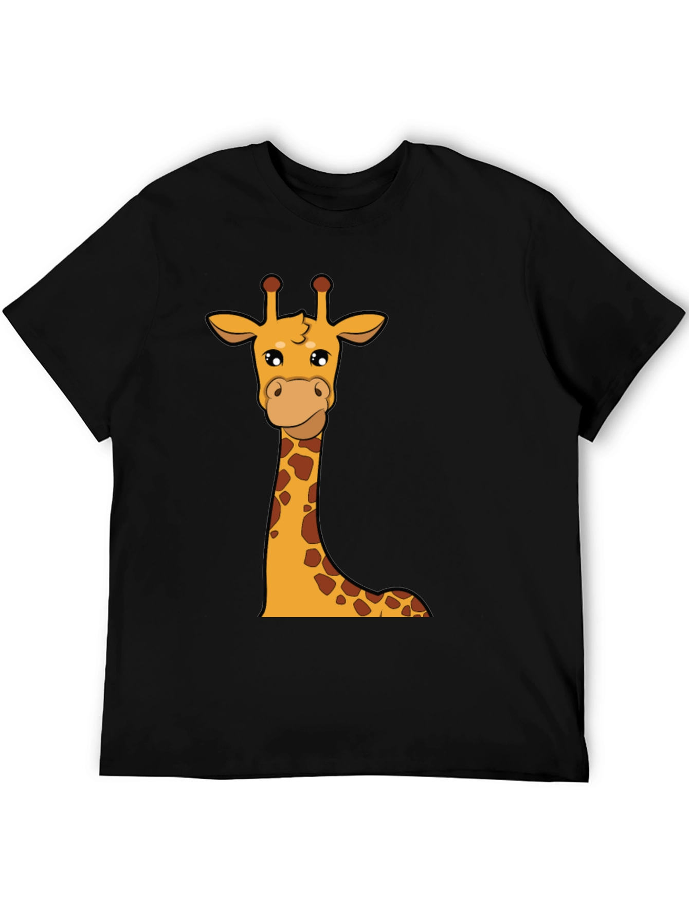 Giraffe Graphic Tee - Black Cotton Crew Neck T-Shirt
