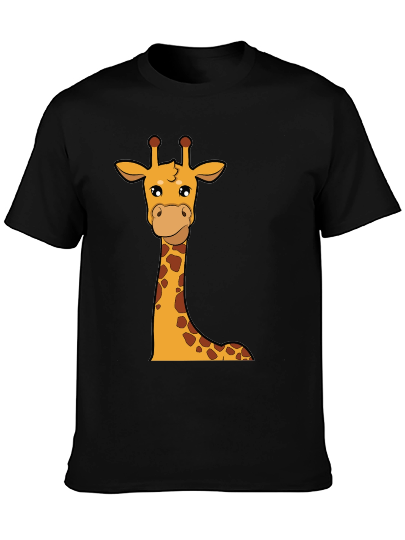 Giraffe Graphic Tee - Black Cotton Crew Neck T-Shirt