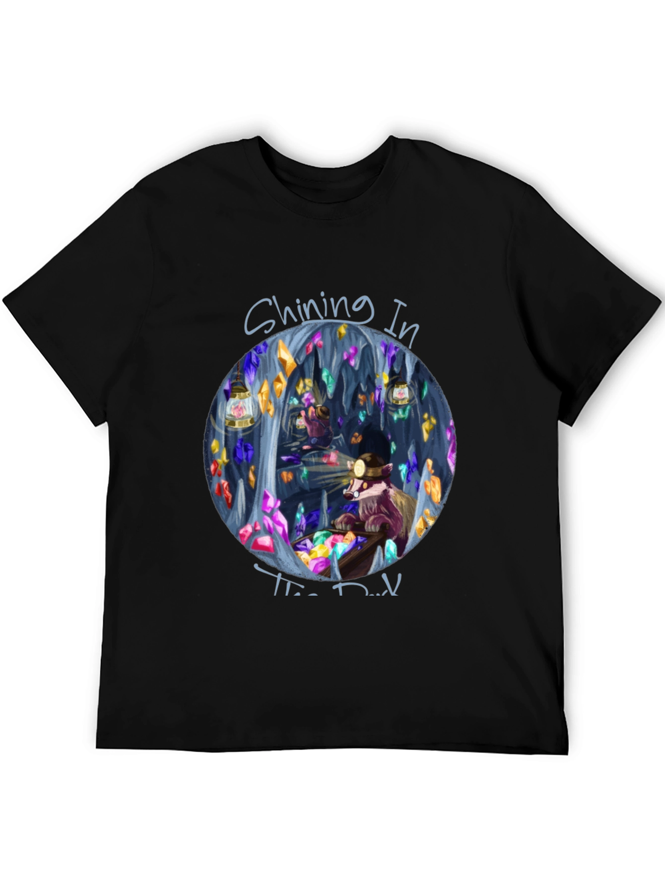 Shining in the Dark T-Shirt Miner Raccoon Design