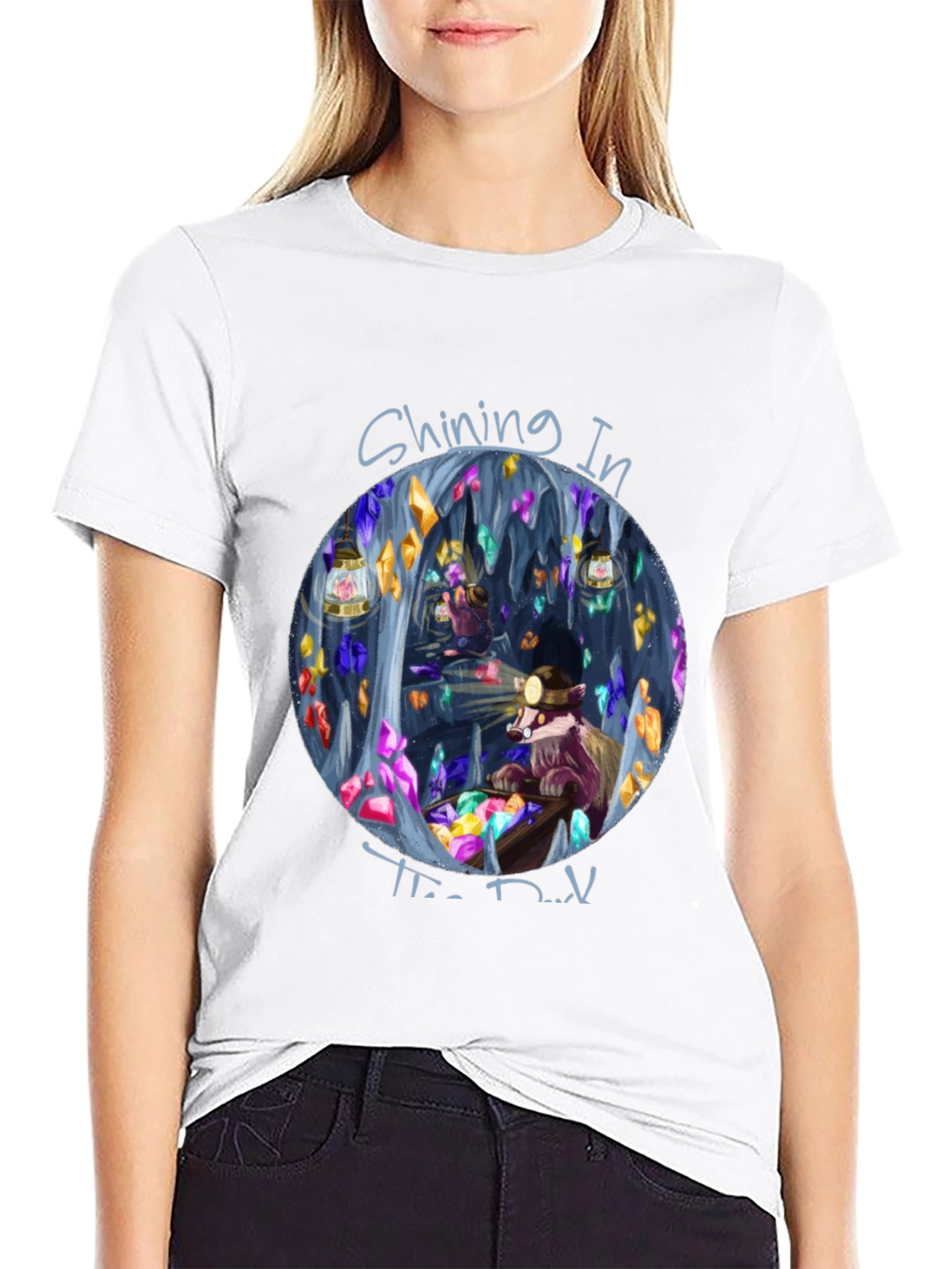 Shining in the Dark T-Shirt Miner Raccoon Design