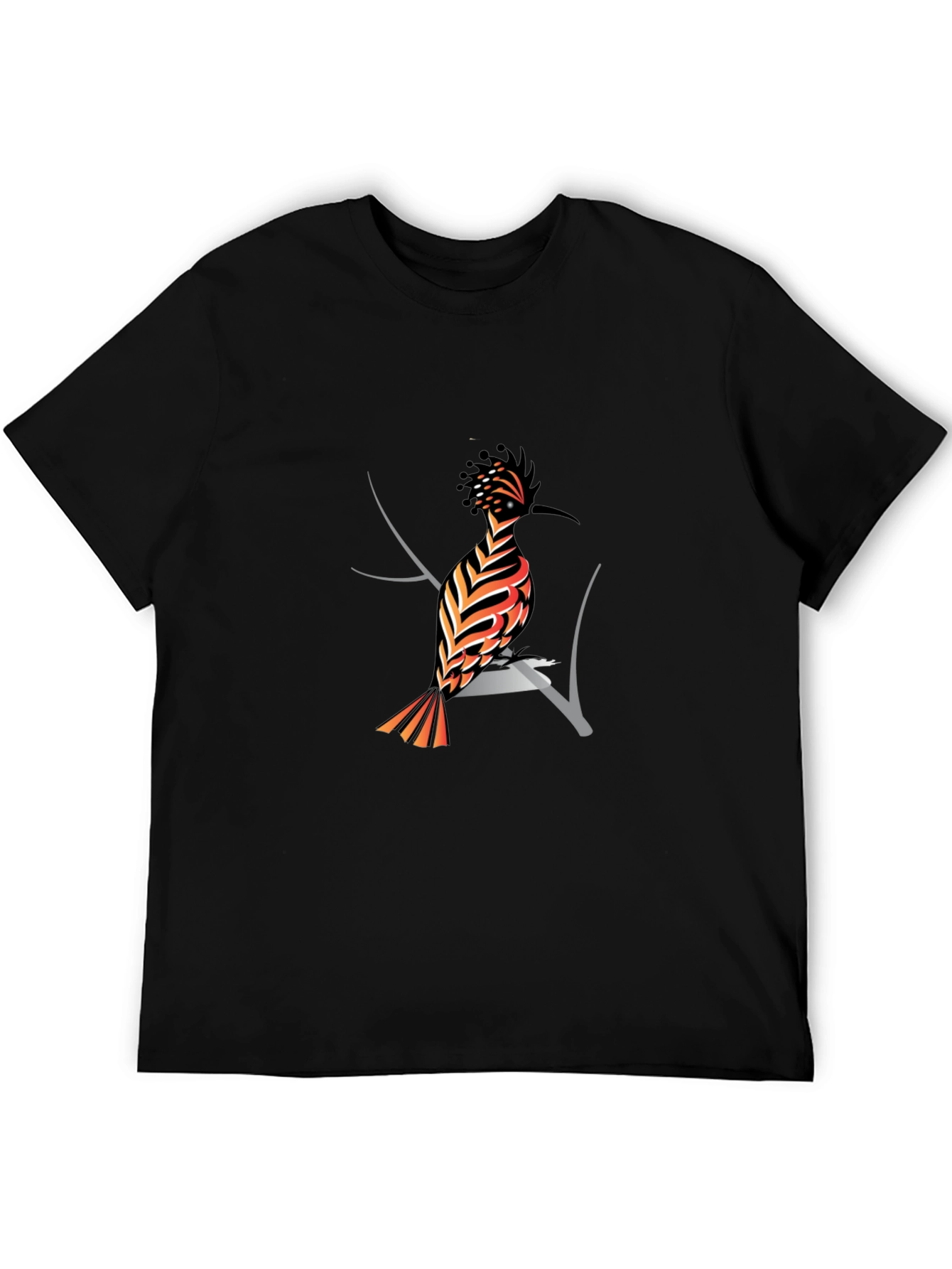 Hoopoe Bird Graphic Print Black T-Shirt