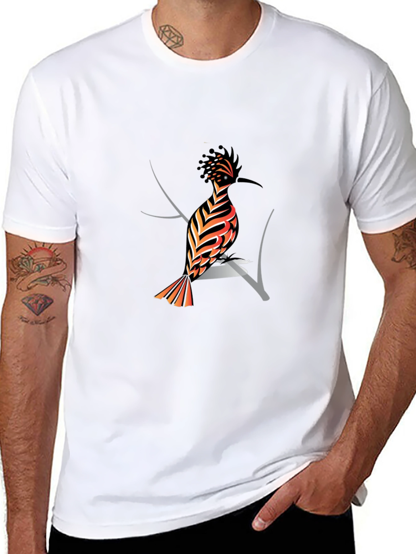 Hoopoe Bird Graphic Print Black T-Shirt