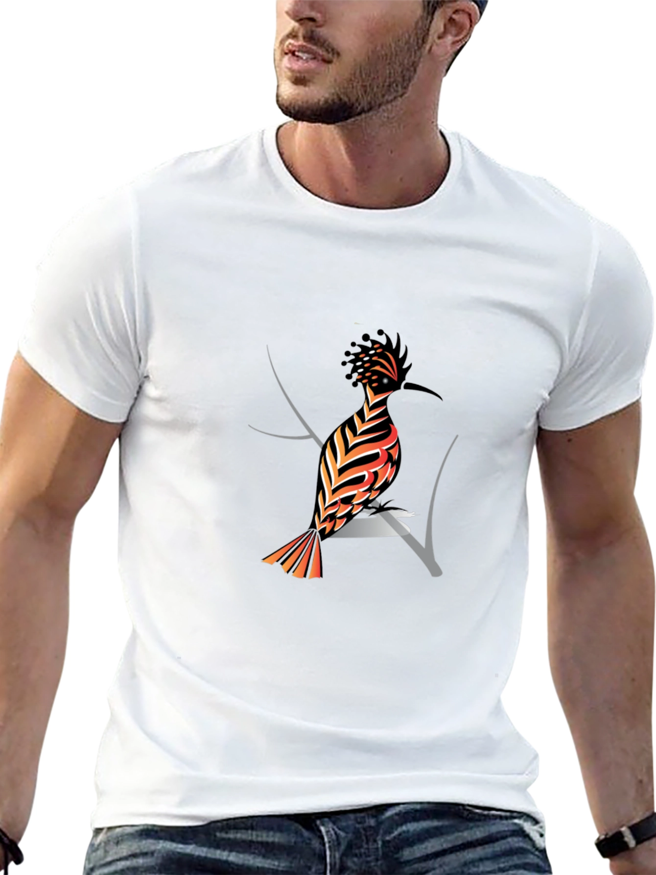 Hoopoe Bird Graphic Print Black T-Shirt
