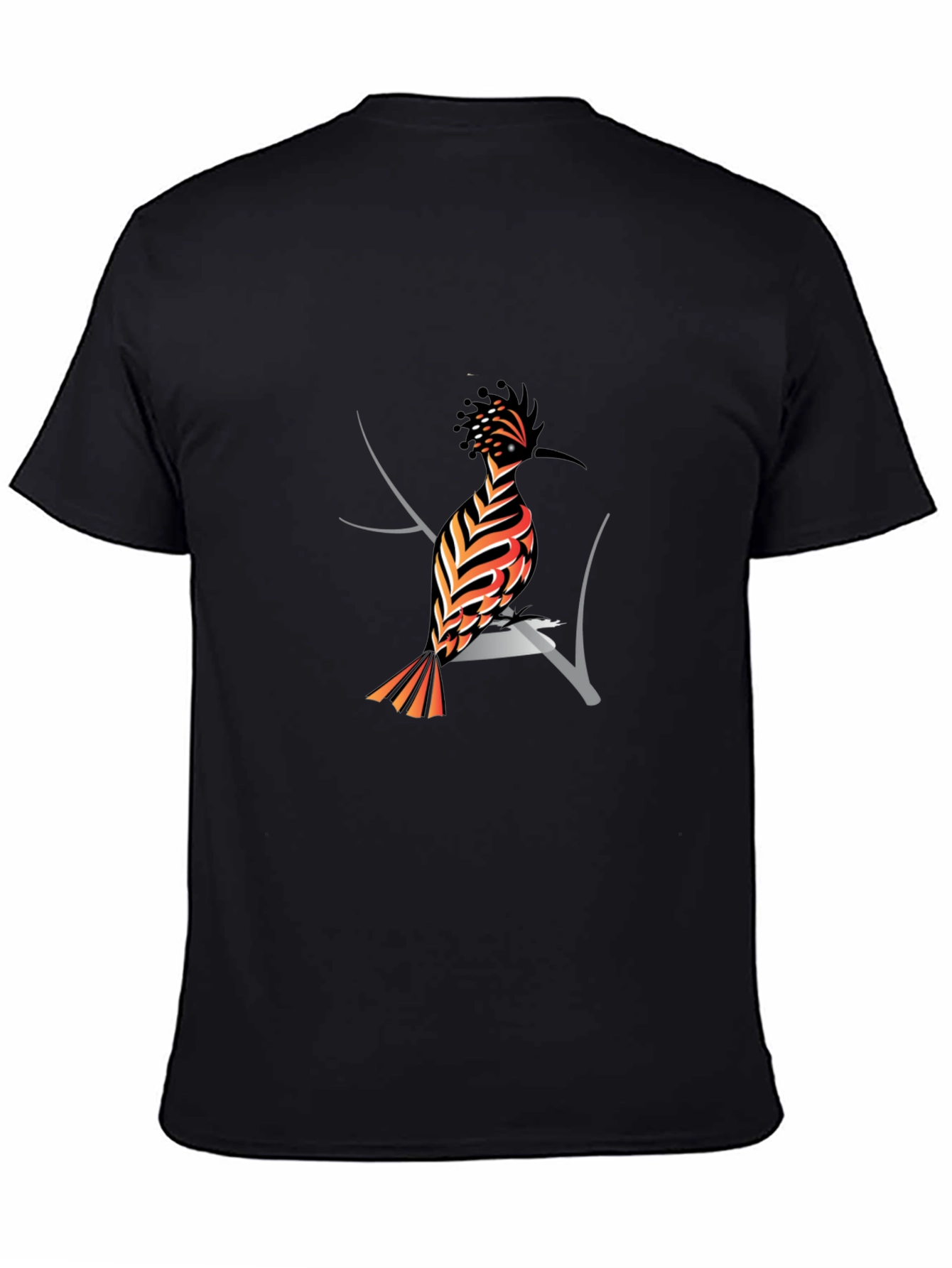 Hoopoe Bird Graphic Print Black T-Shirt