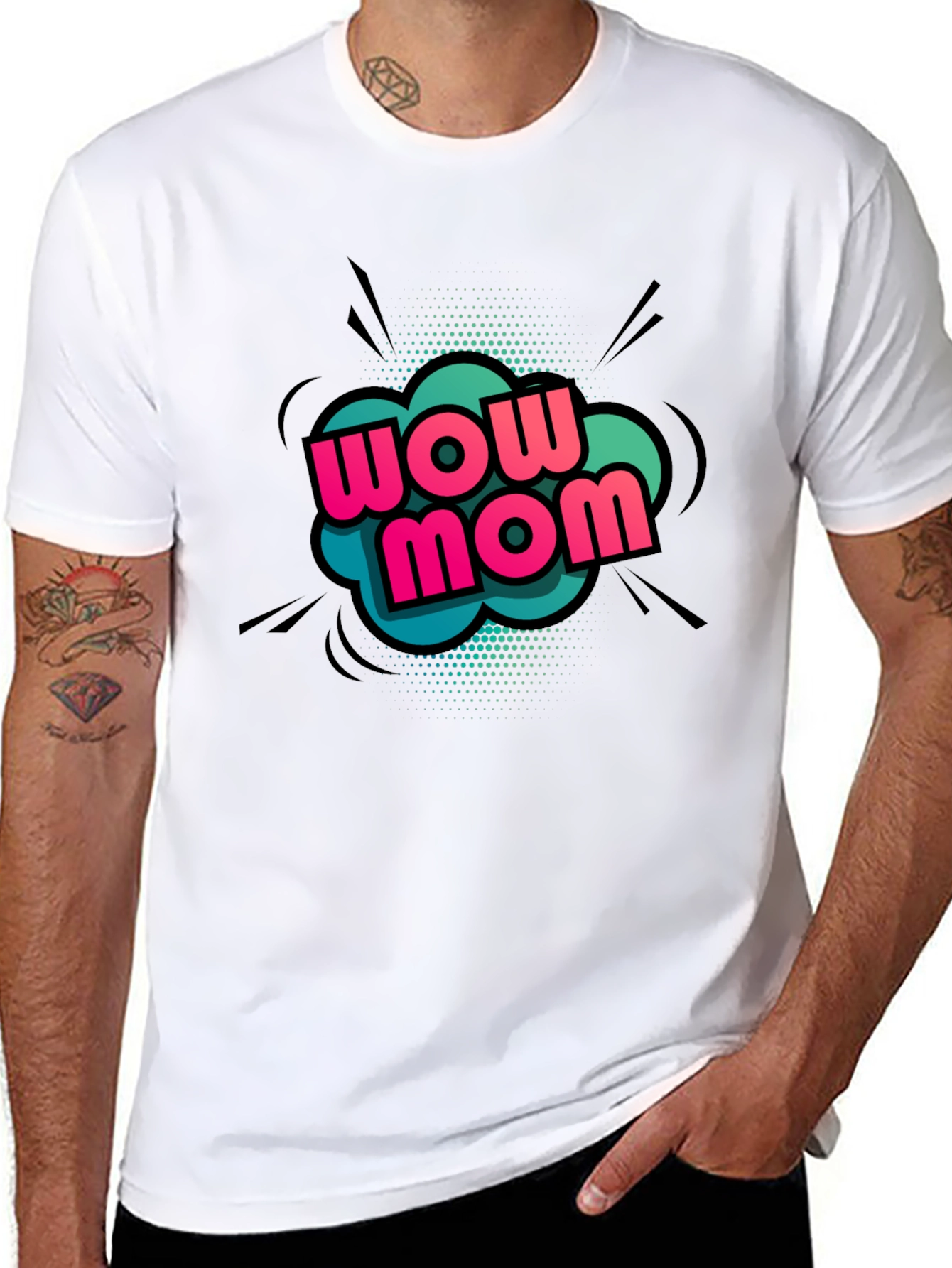 Wow Mom Graphic T-Shirt - Black Cotton Tee