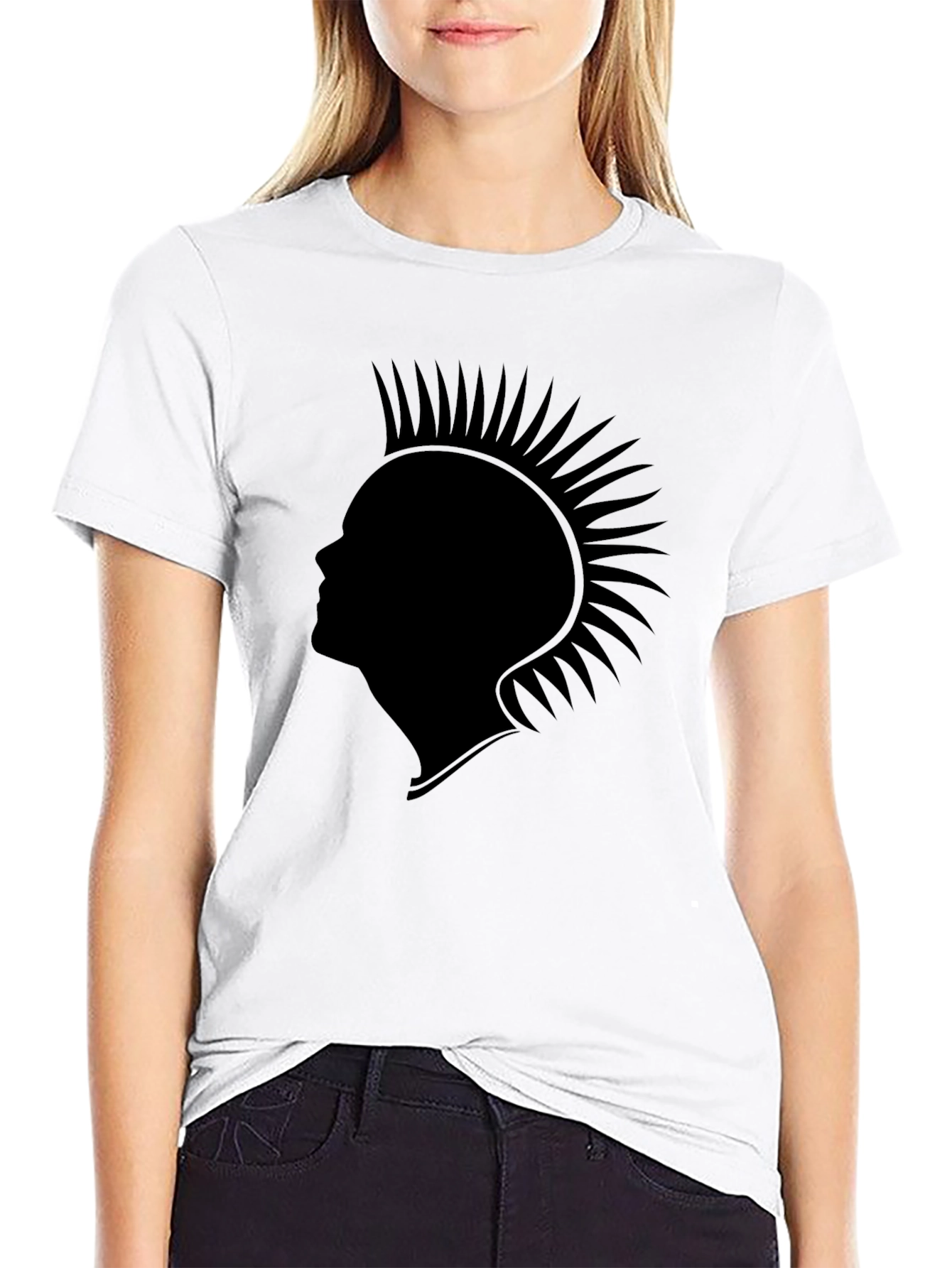 Punk Rocker Silhouette Black Graphic T-Shirt