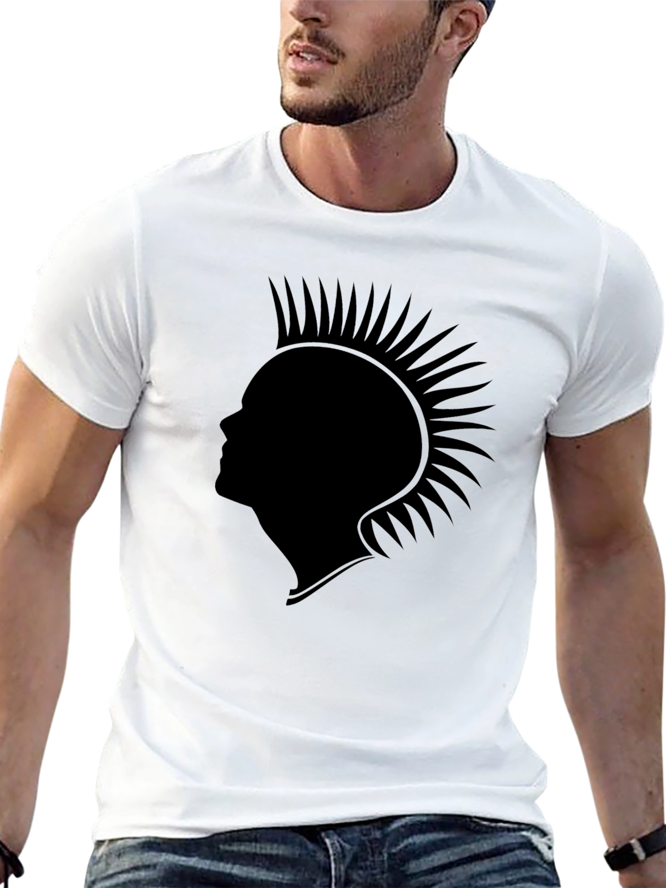 Punk Rocker Silhouette Black Graphic T-Shirt