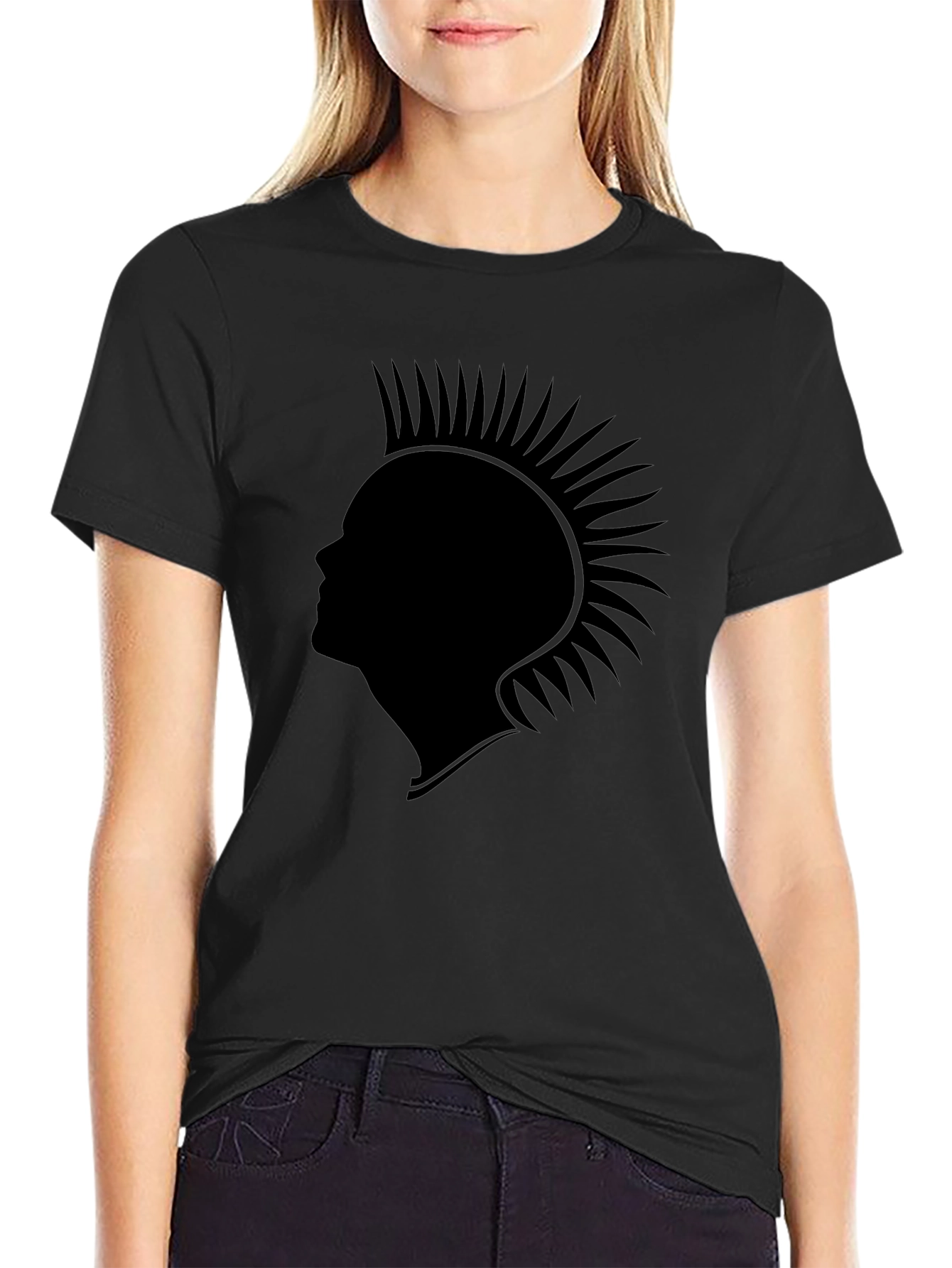 Punk Rocker Silhouette Black Graphic T-Shirt