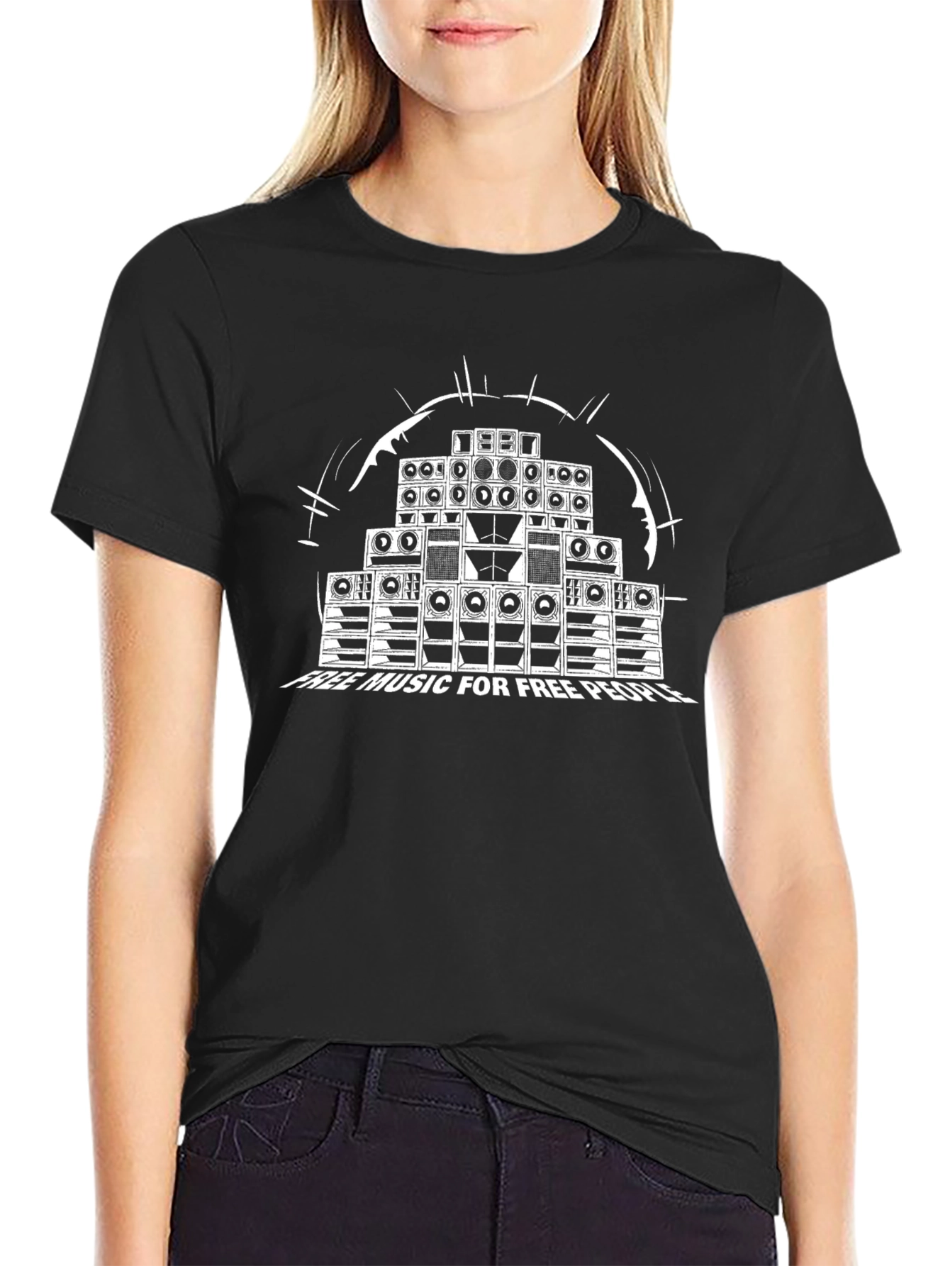 Speaker Stack Graphic Tee - Free Music