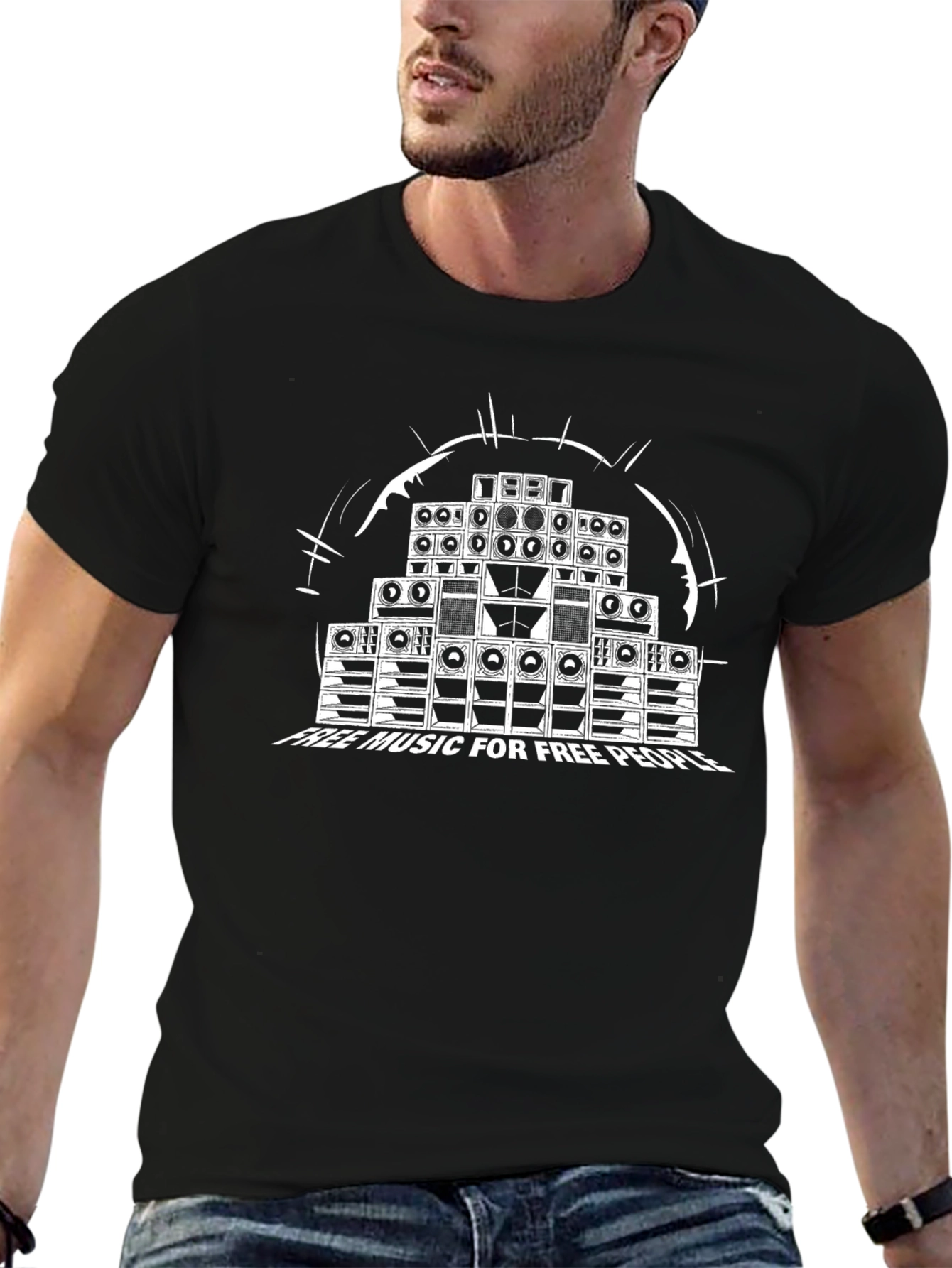 Speaker Stack Graphic Tee - Free Music