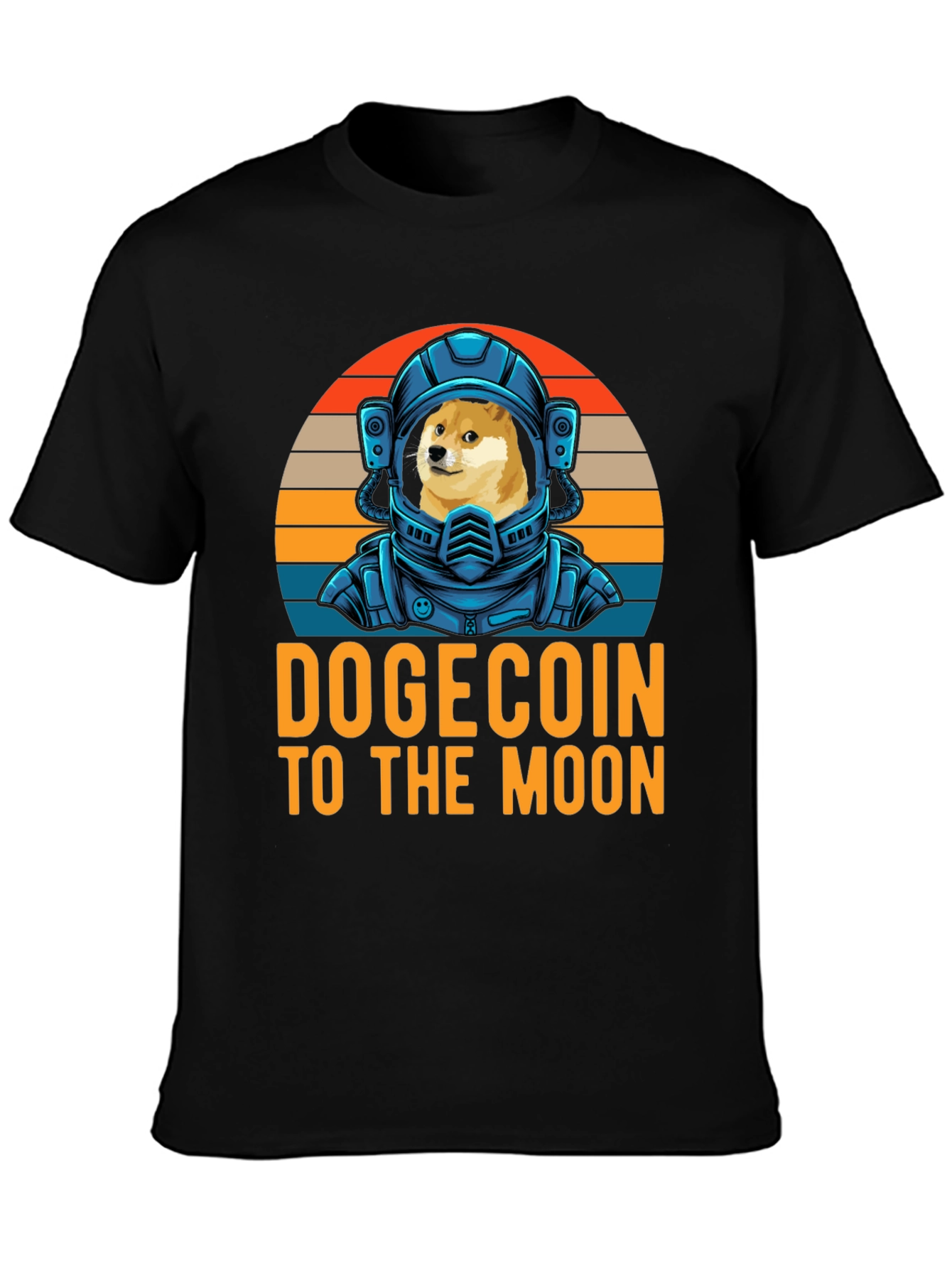 DogeCoin To The Moon Black Graphic T-Shirt