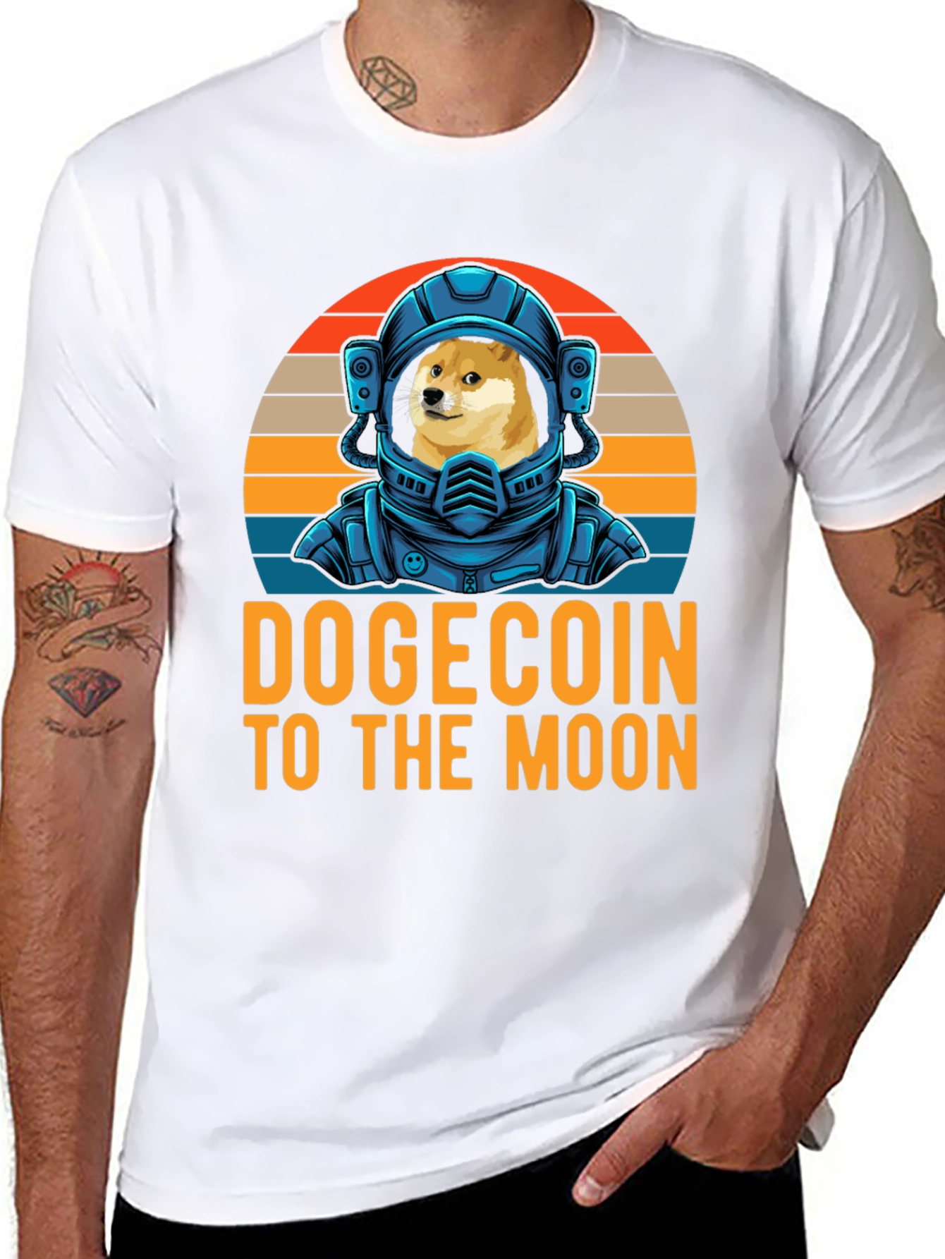 DogeCoin To The Moon Black Graphic T-Shirt
