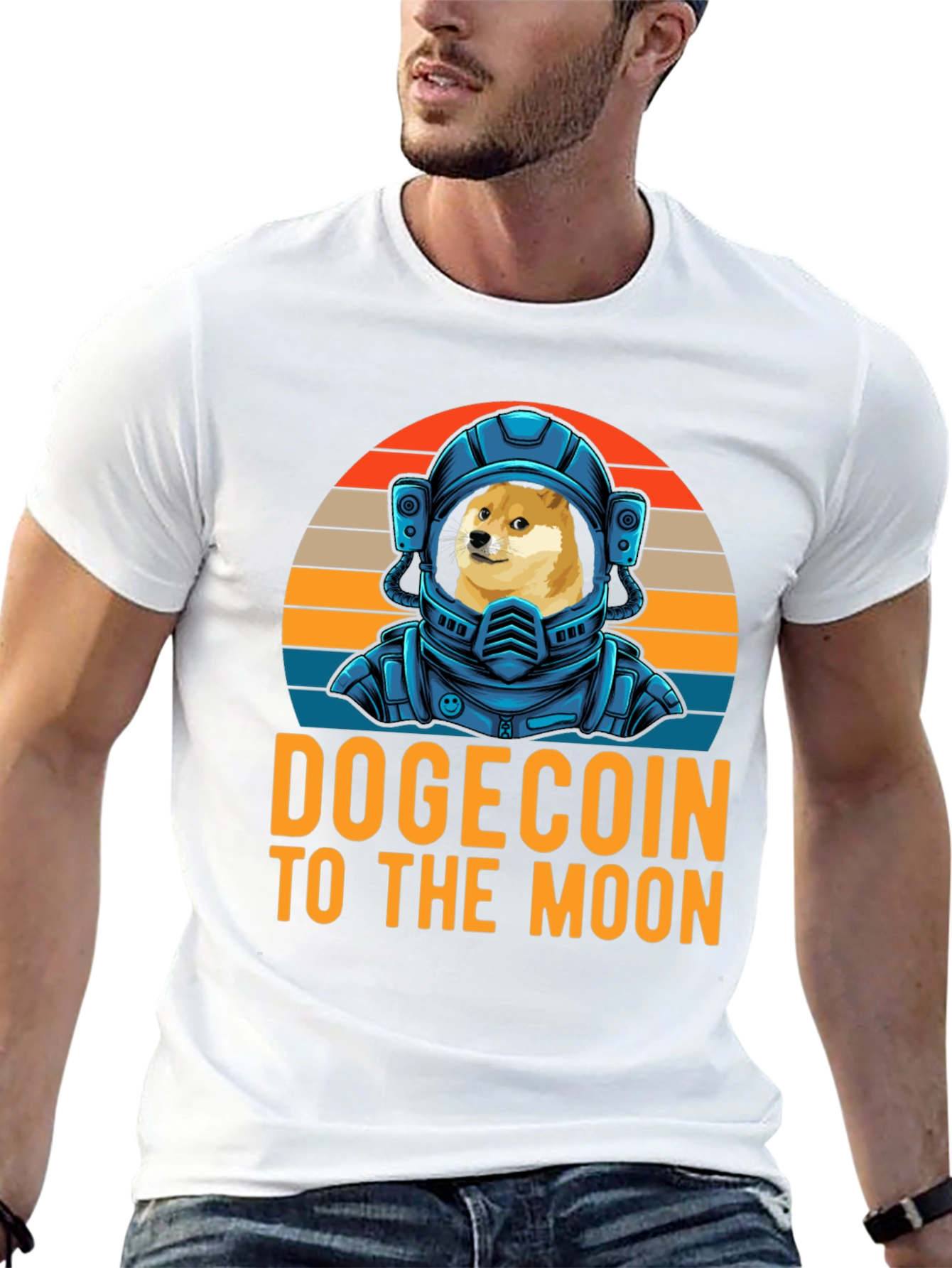 DogeCoin To The Moon Black Graphic T-Shirt