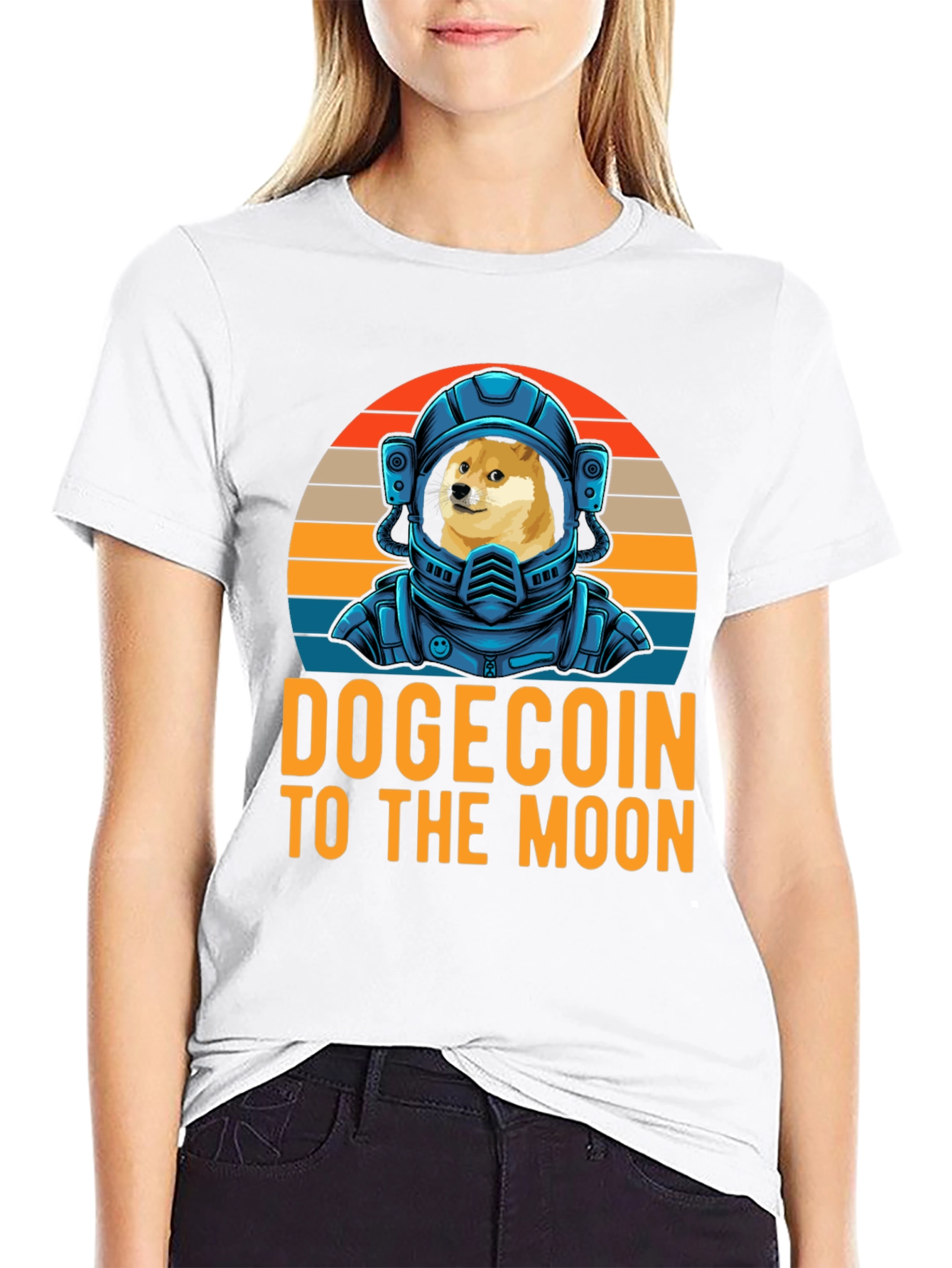 DogeCoin To The Moon Black Graphic T-Shirt