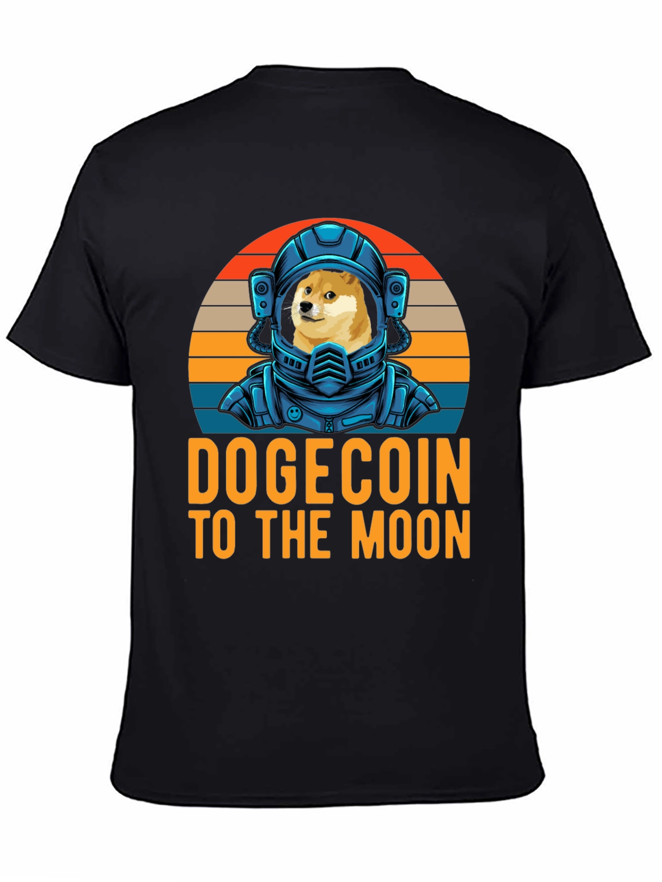 DogeCoin To The Moon Black Graphic T-Shirt