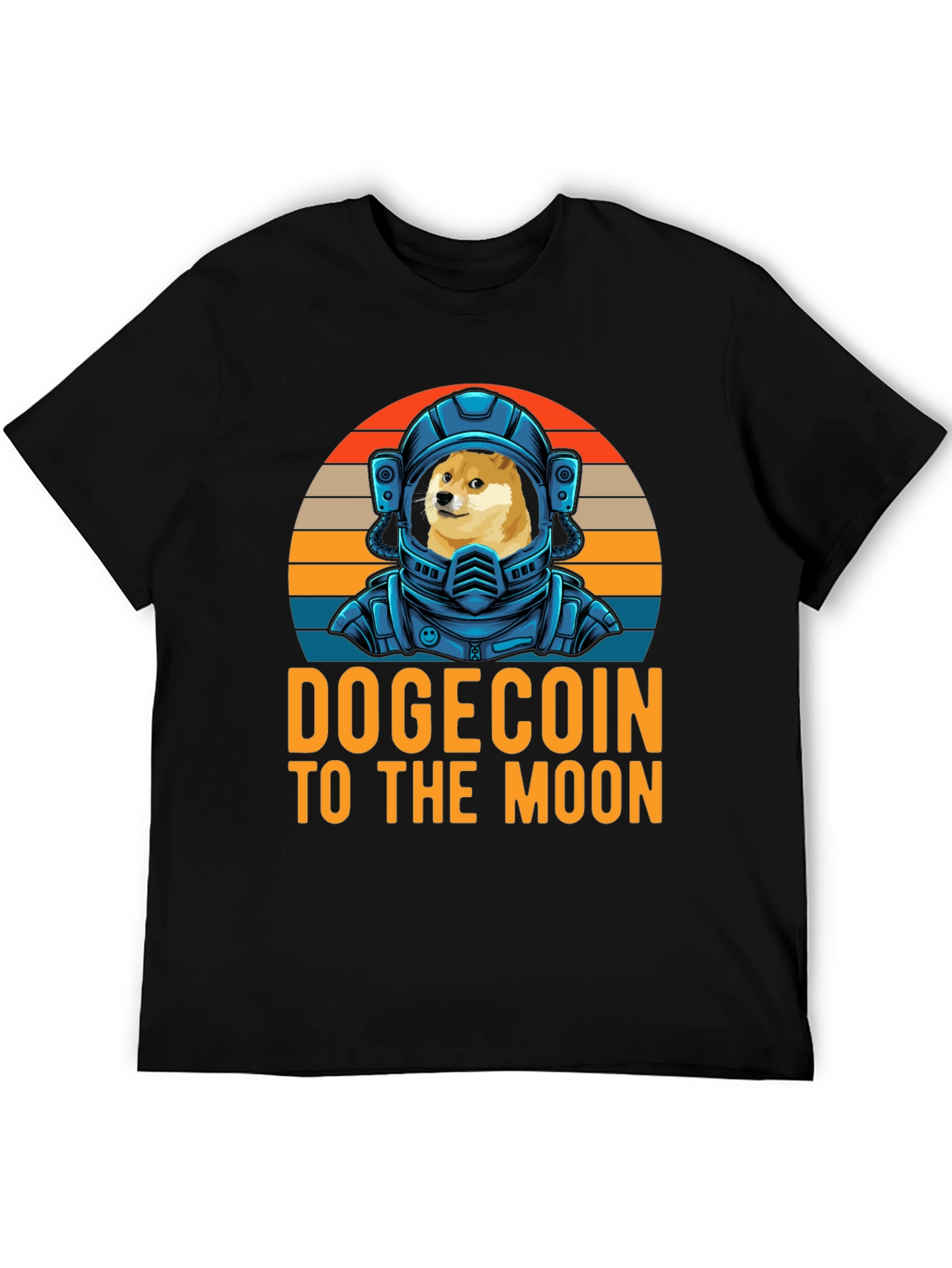 DogeCoin To The Moon Black Graphic T-Shirt