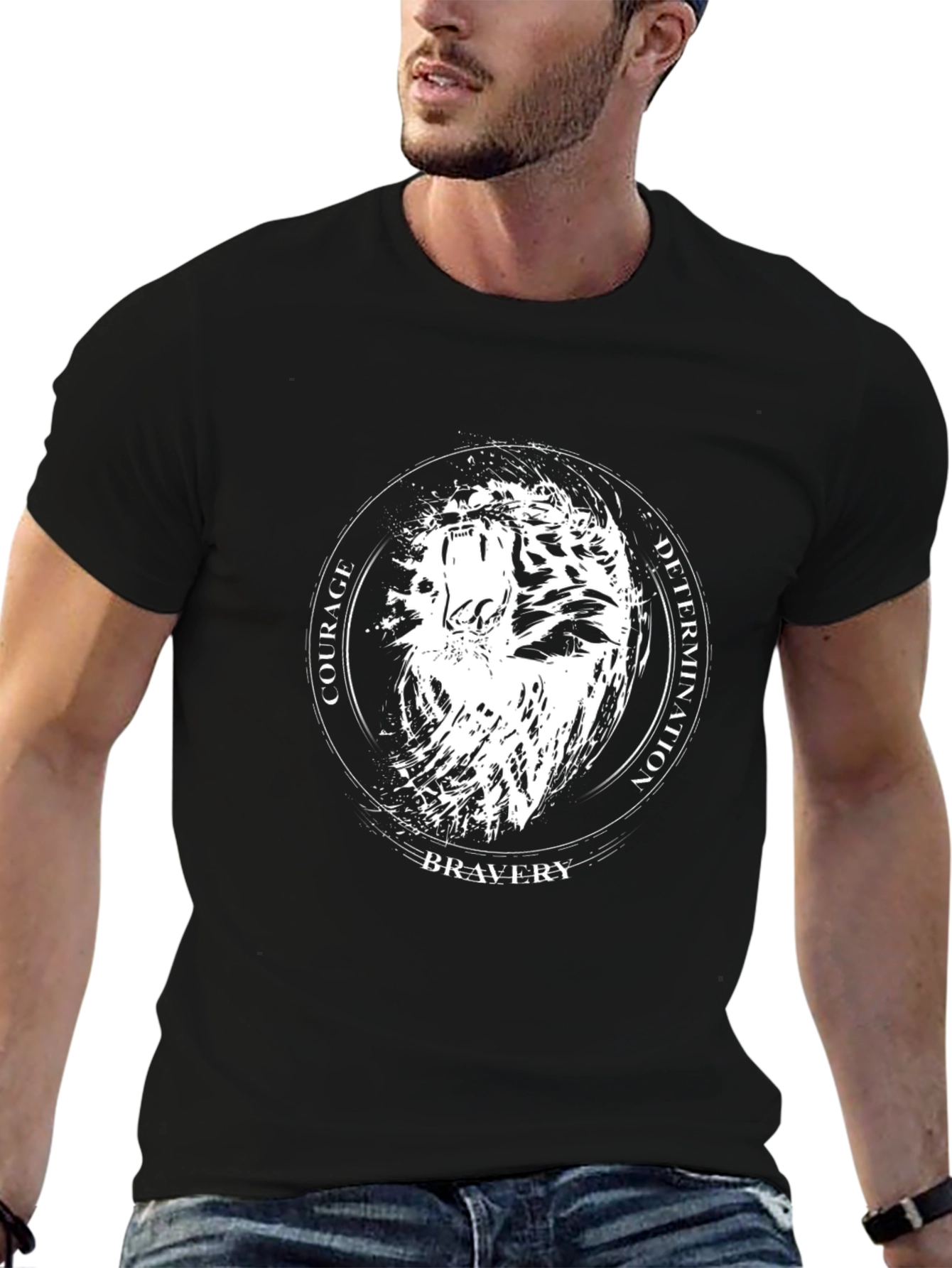 Courage Bravery Determination Lion Graphic Tee