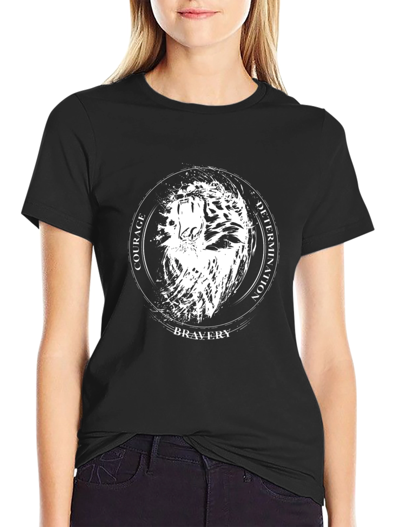 Courage Bravery Determination Lion Graphic Tee
