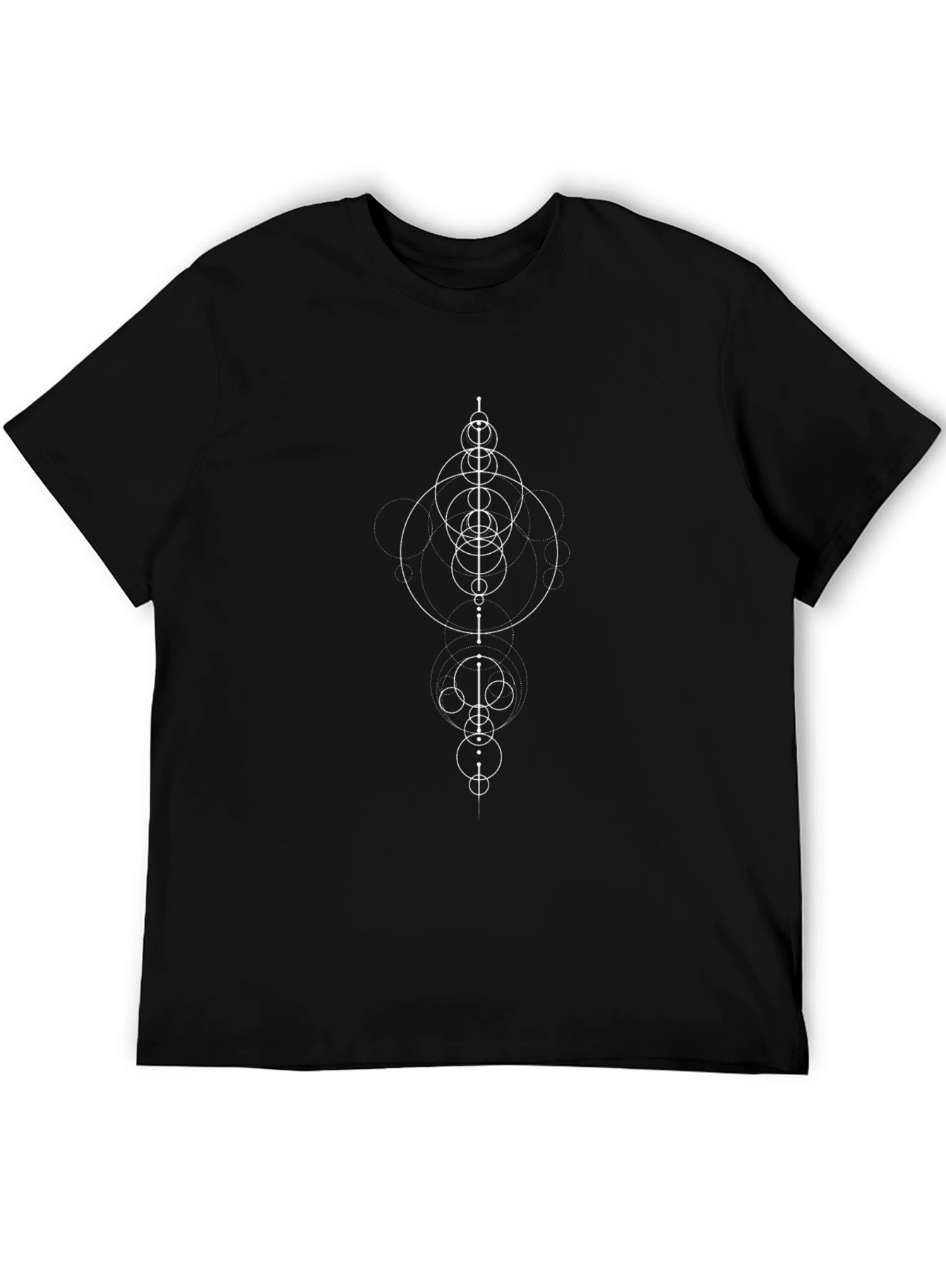 Geometric Pattern Black Cotton T-Shirt