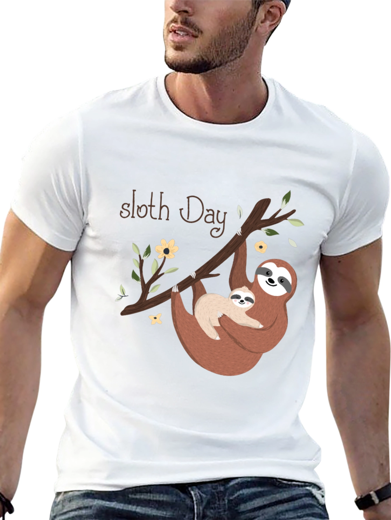 Sloth Day Black T-Shirt