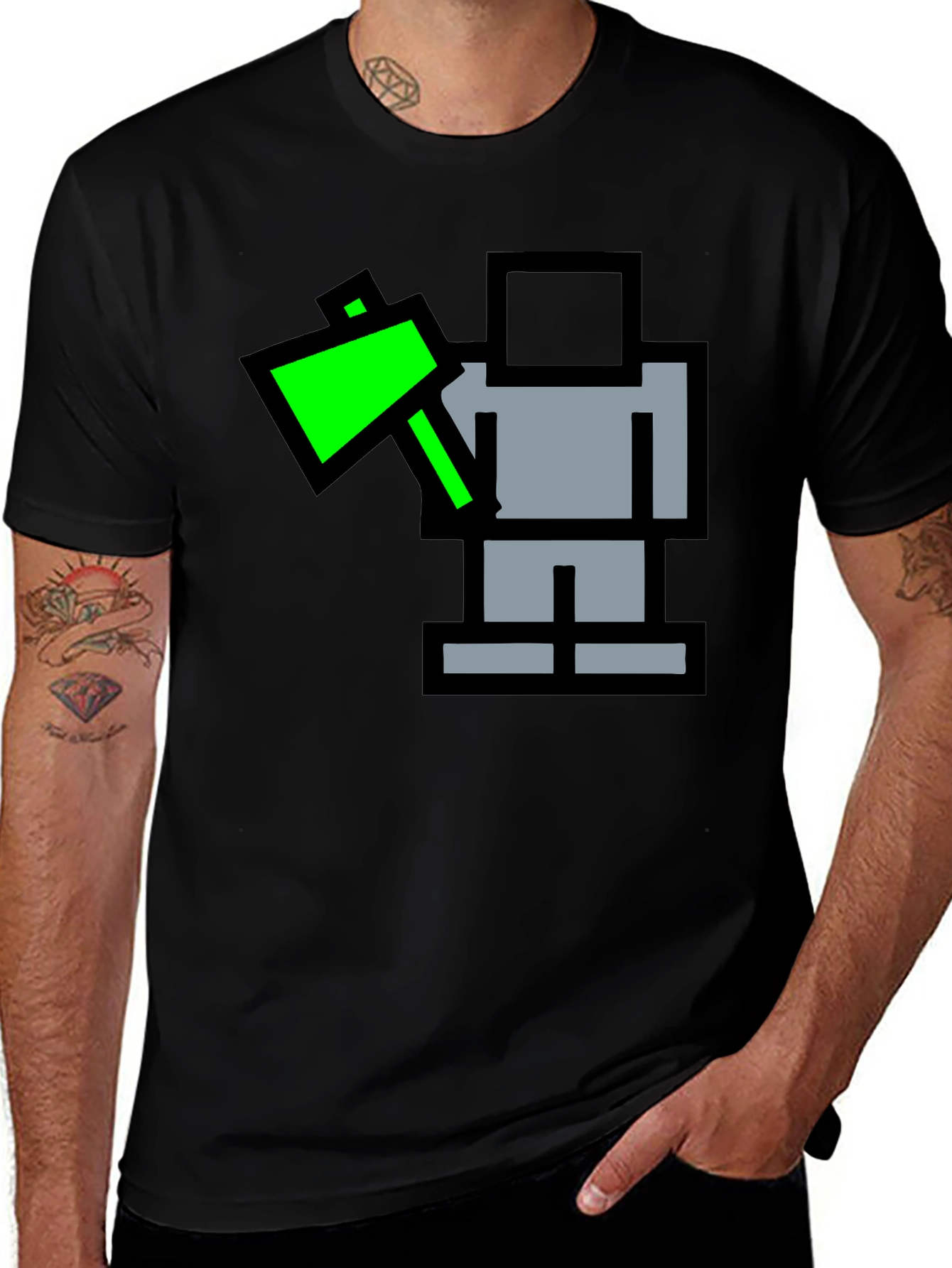 Pixel Art Axe Black T-Shirt