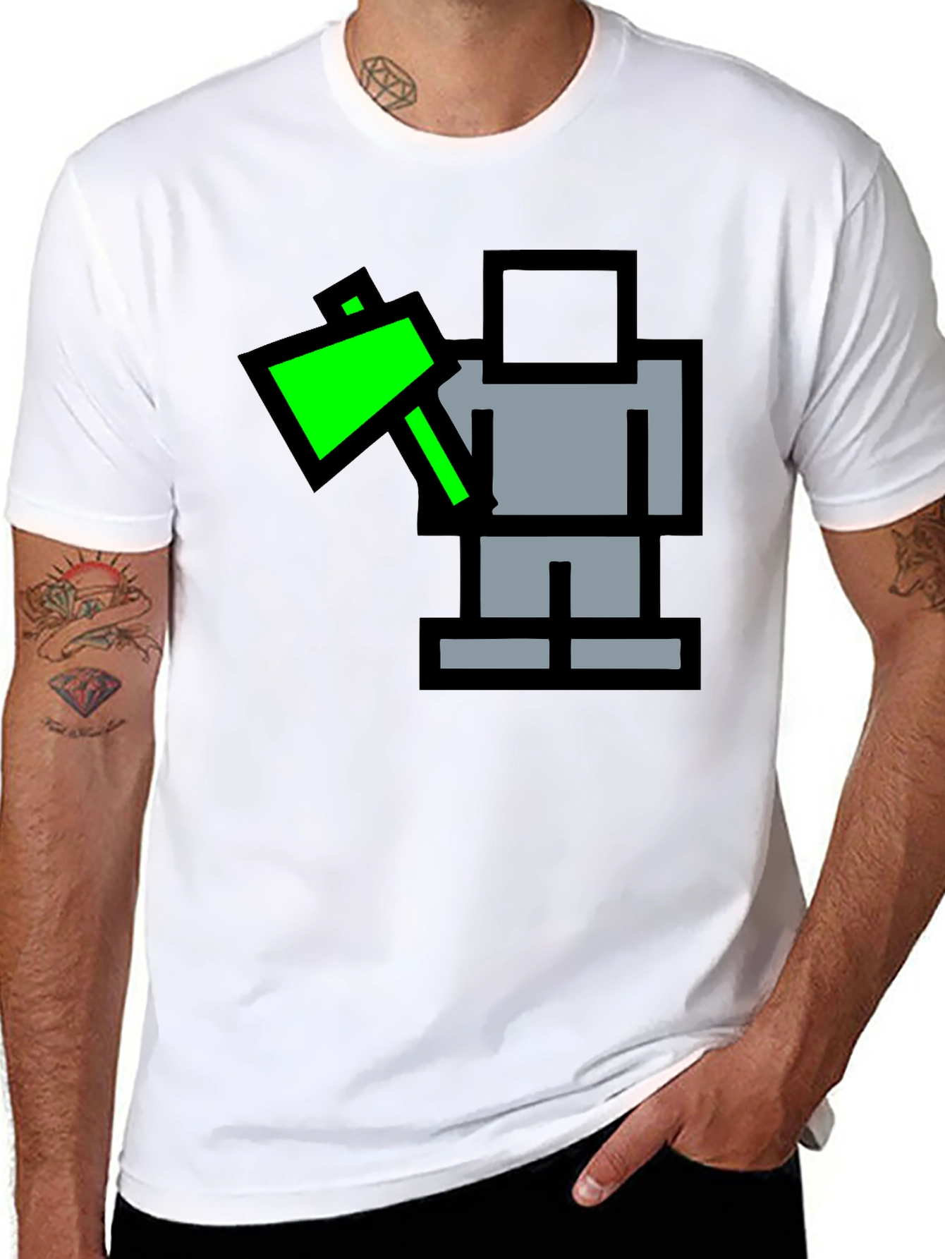 Pixel Art Axe Black T-Shirt