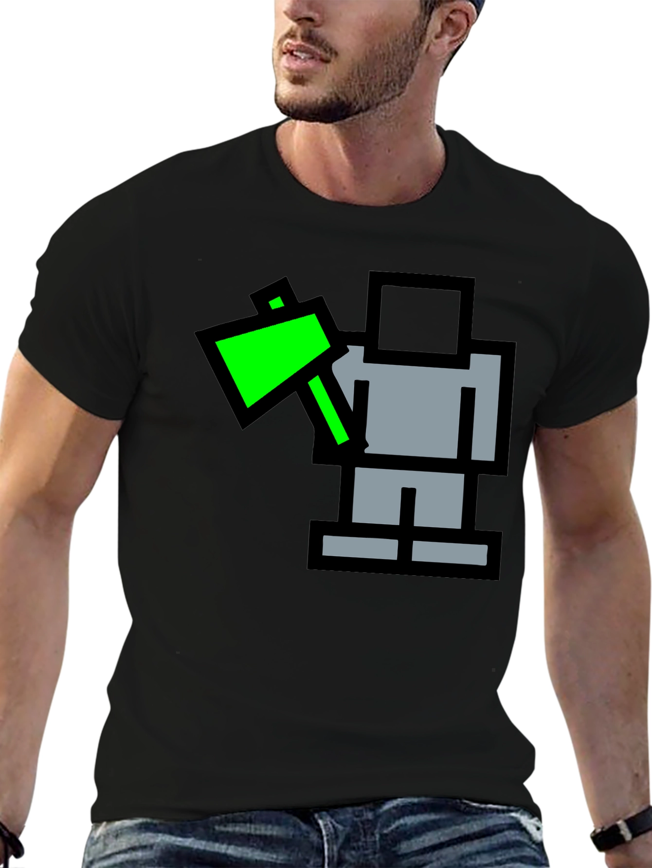 Pixel Art Axe Black T-Shirt