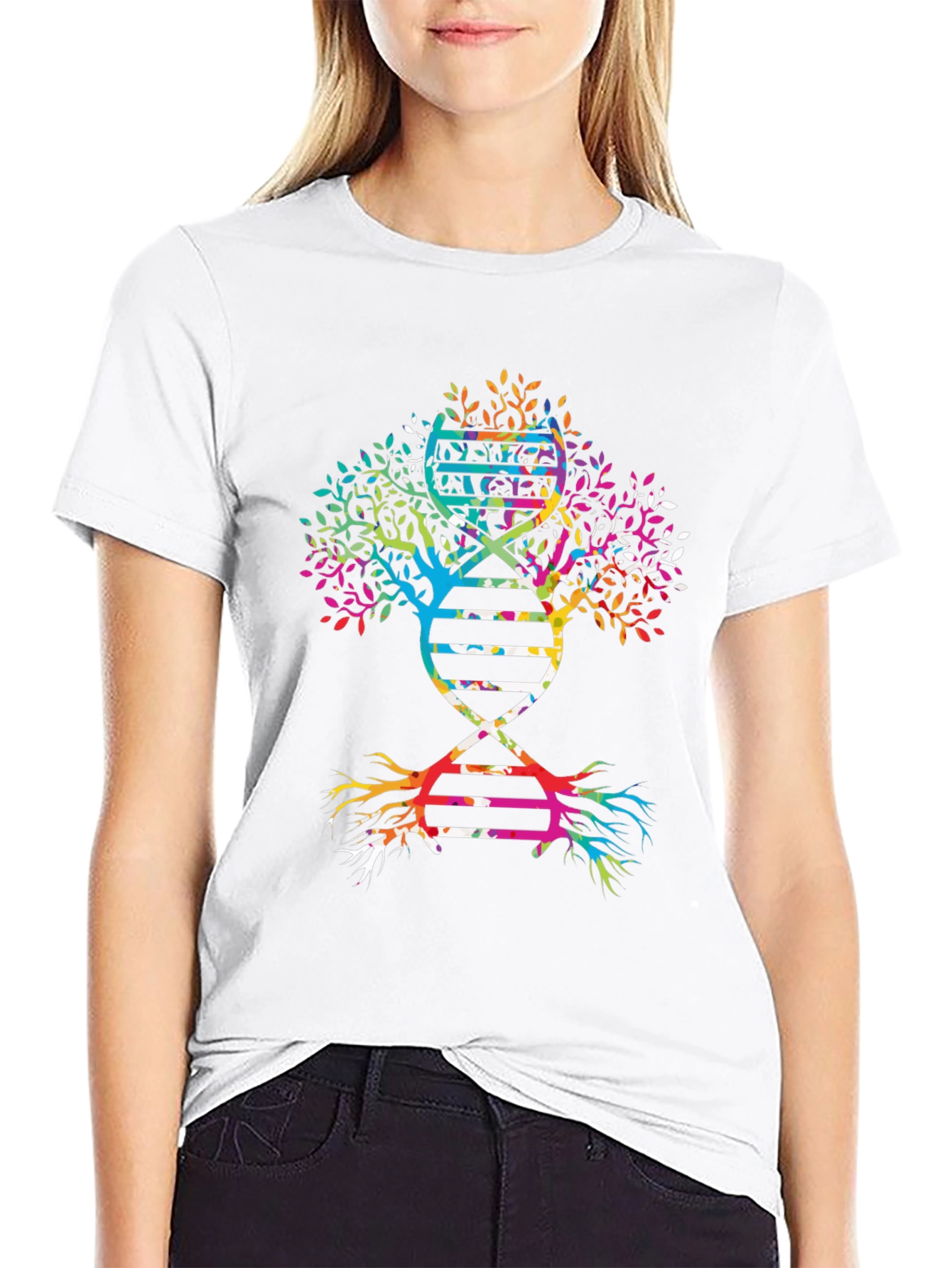DNA Tree Graphic Tee - Black Cotton Casual Wear