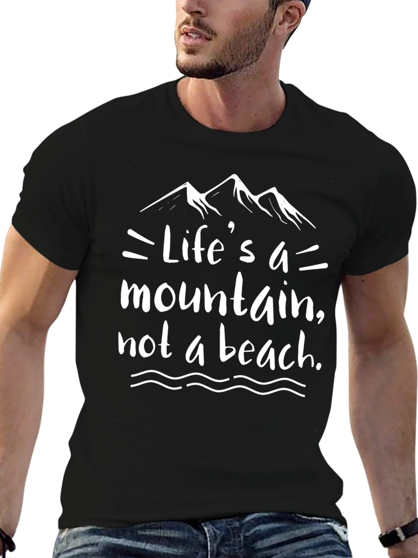 Lifes a Mountain Graphic Tee - Black Casual Shirt