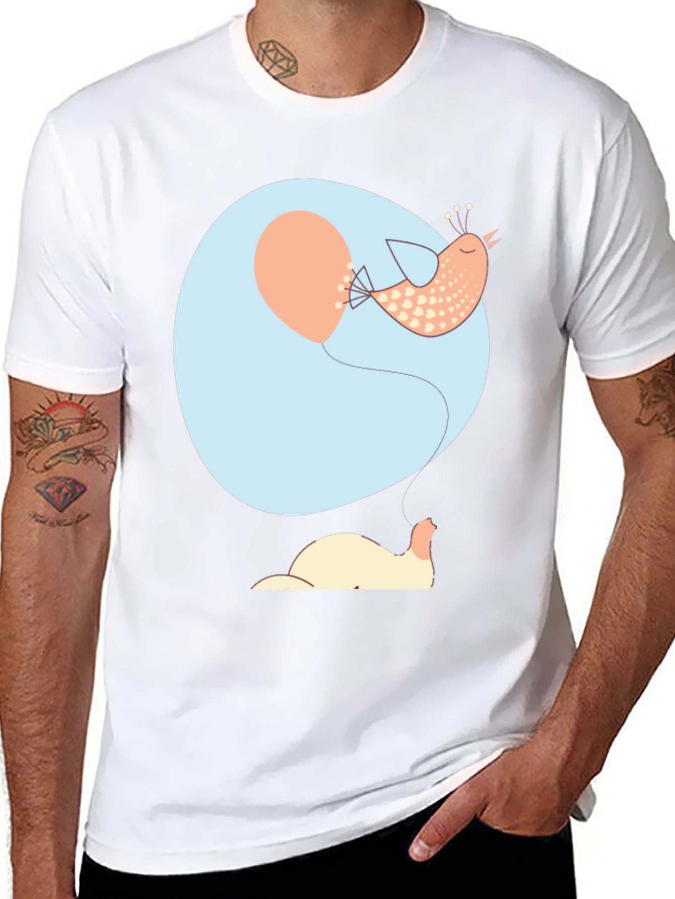 Whimsical Bird & Balloon Graphic Tee