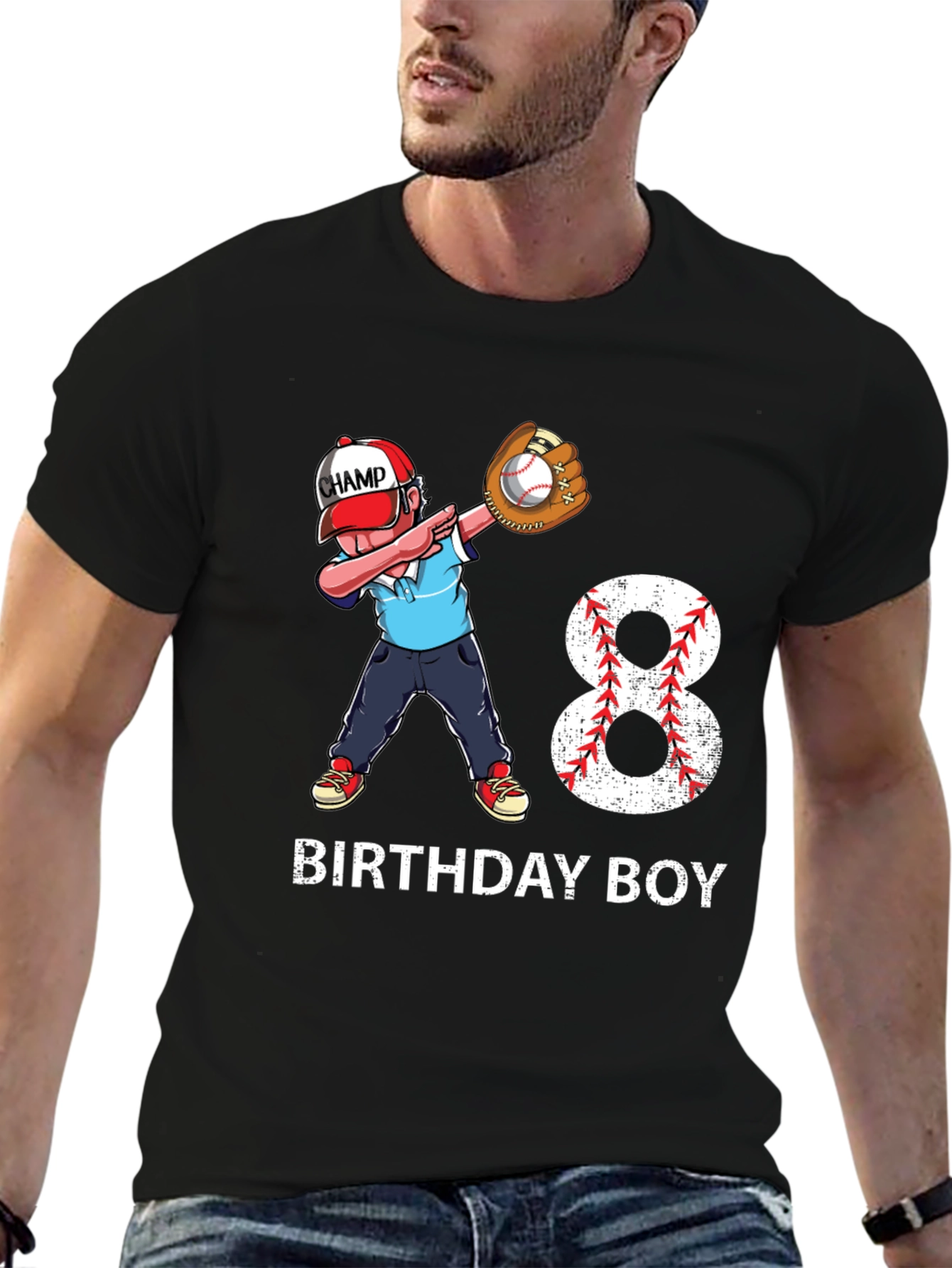 Birthday Boy 8 Baseball Dab T-Shirt