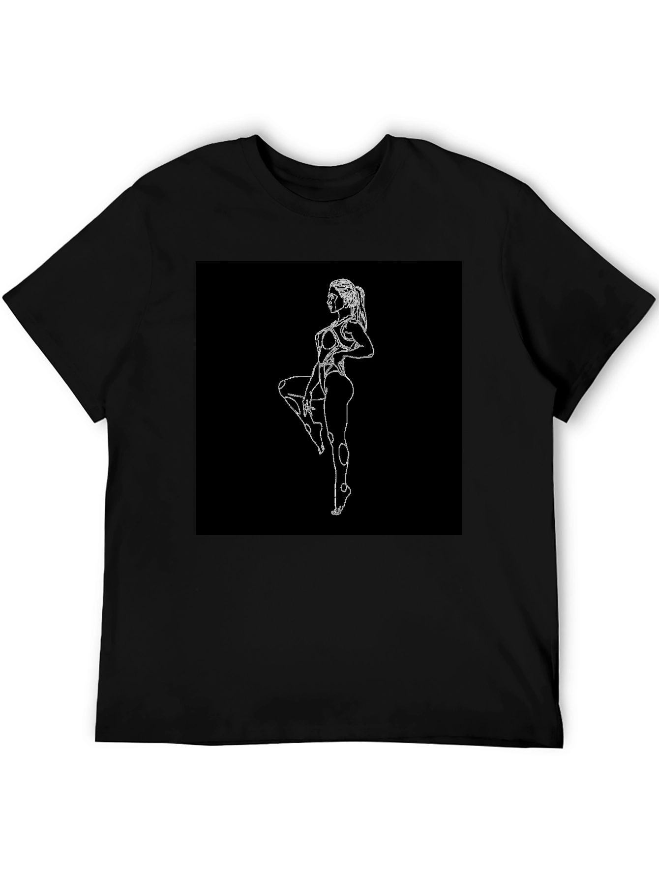 Black T-Shirt with Woman Silhouette Graphic