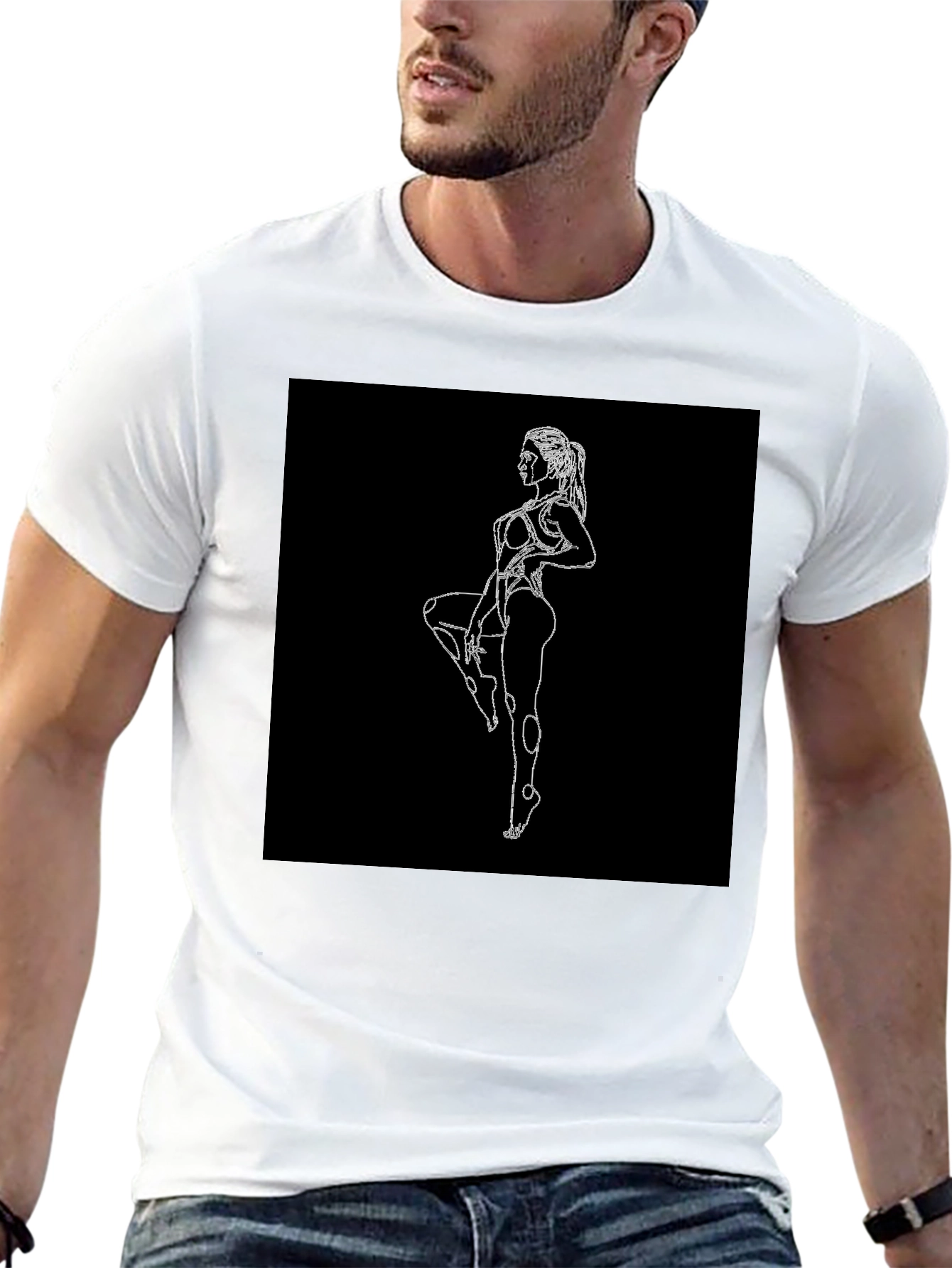 Black T-Shirt with Woman Silhouette Graphic