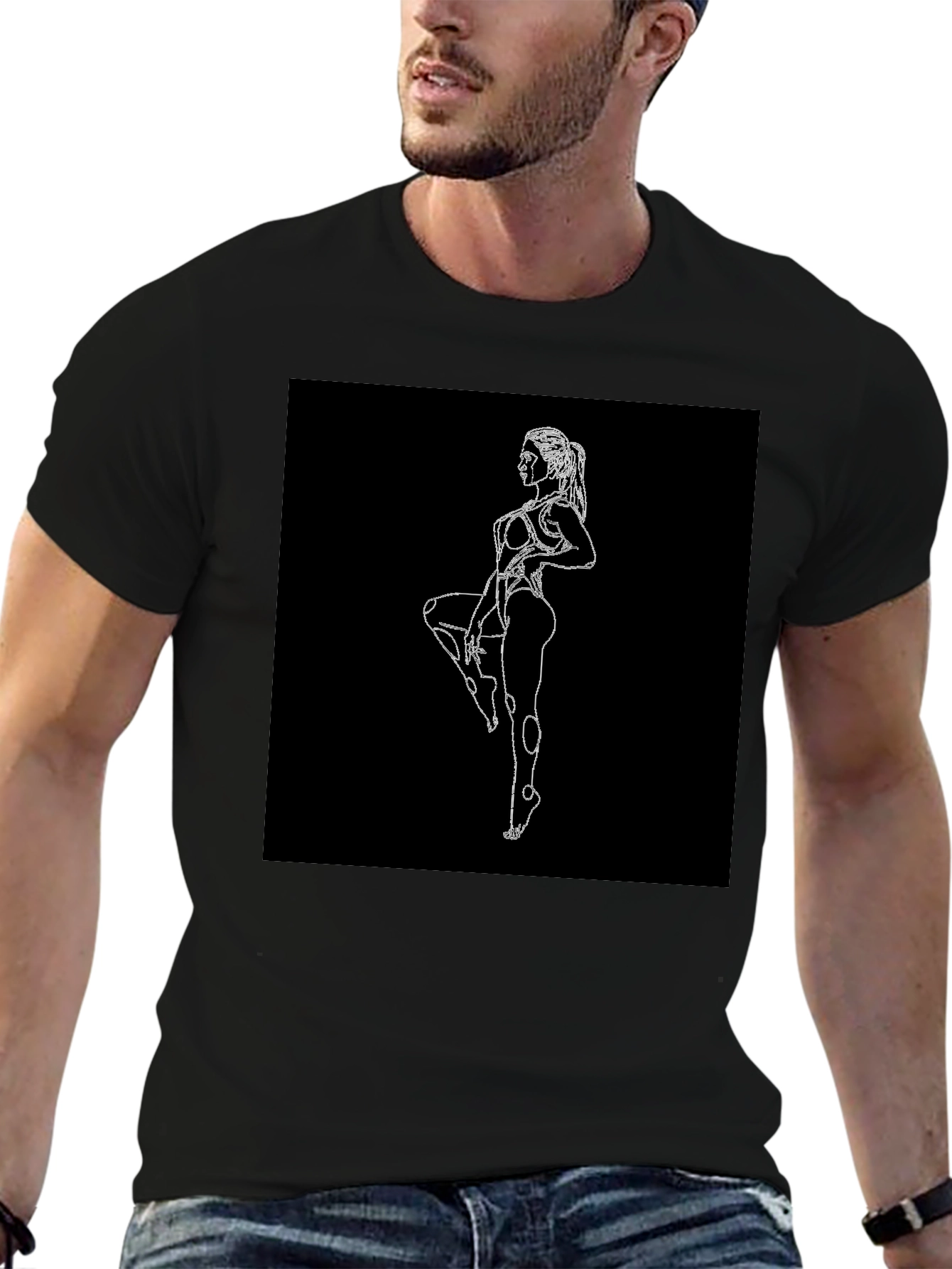 Black T-Shirt with Woman Silhouette Graphic