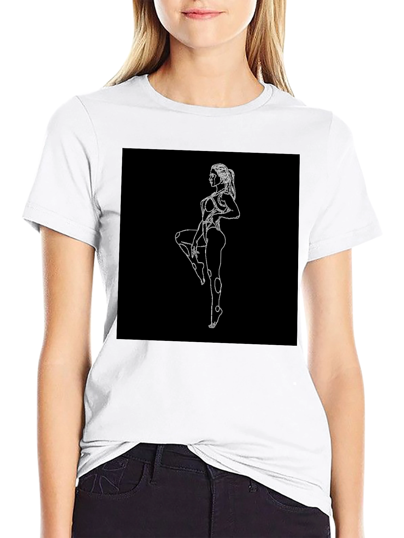 Black T-Shirt with Woman Silhouette Graphic