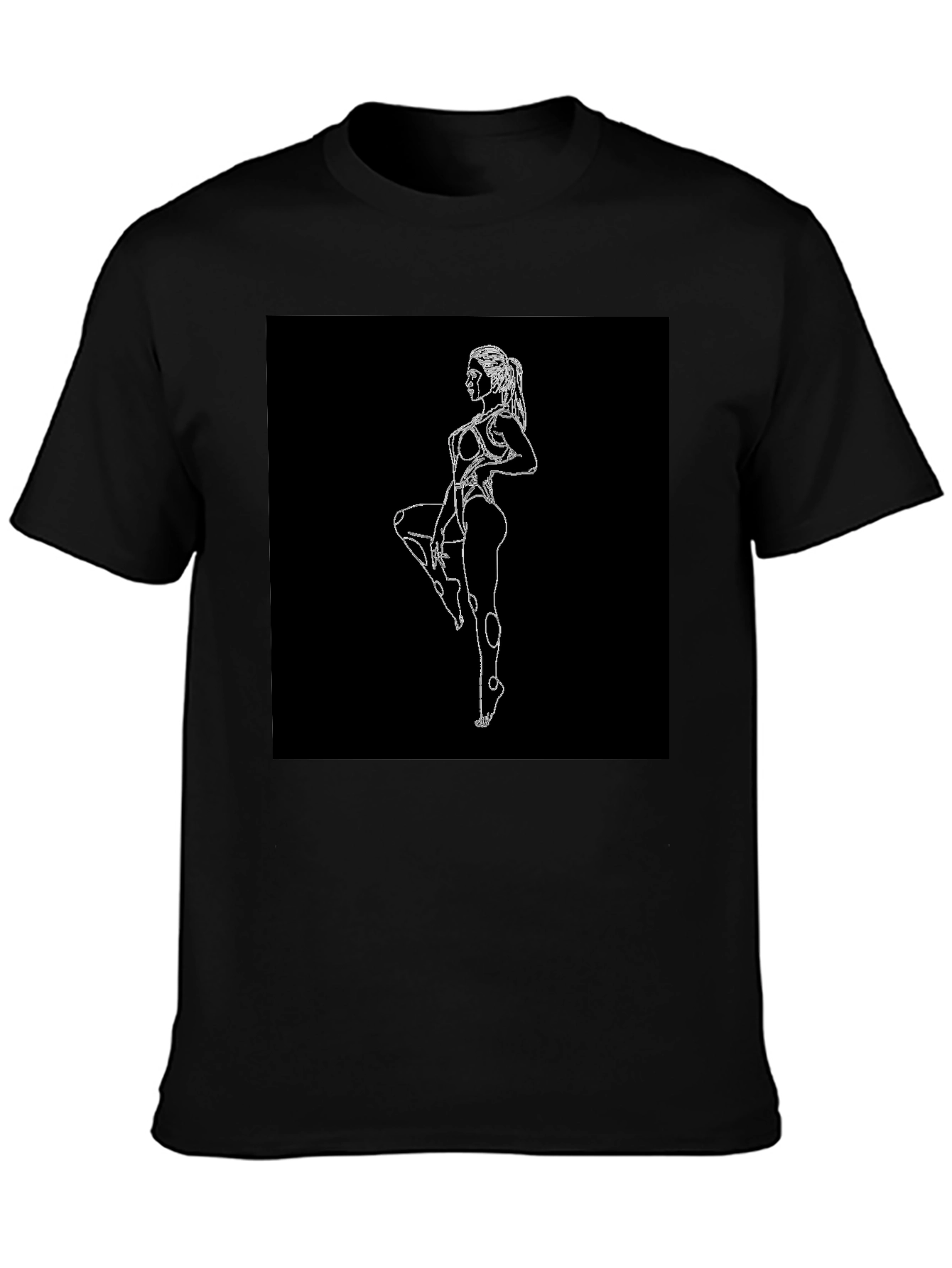 Black T-Shirt with Woman Silhouette Graphic