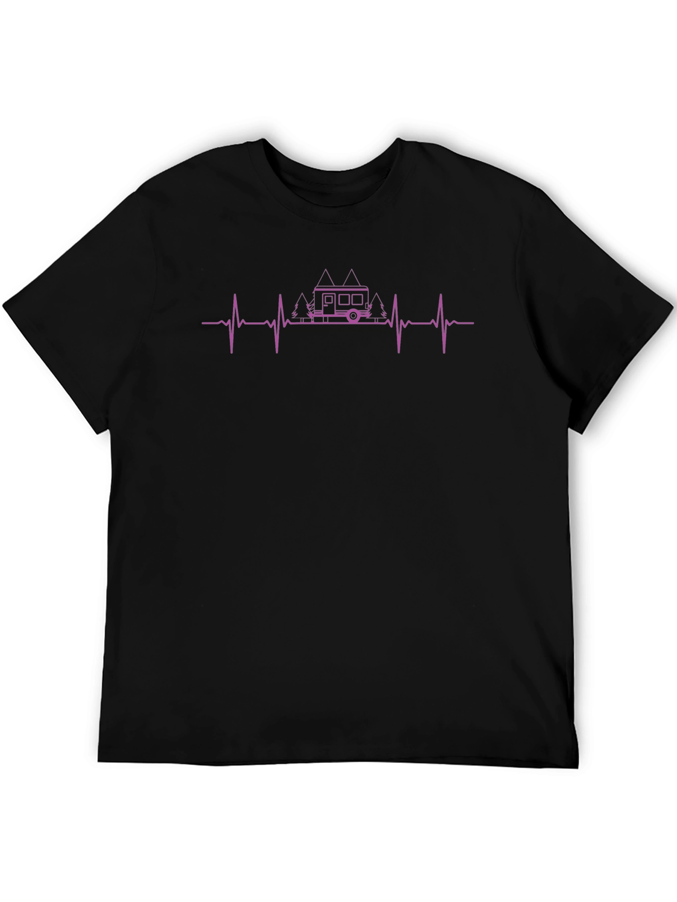 Camper Heartbeat Graphic Tee - Black
