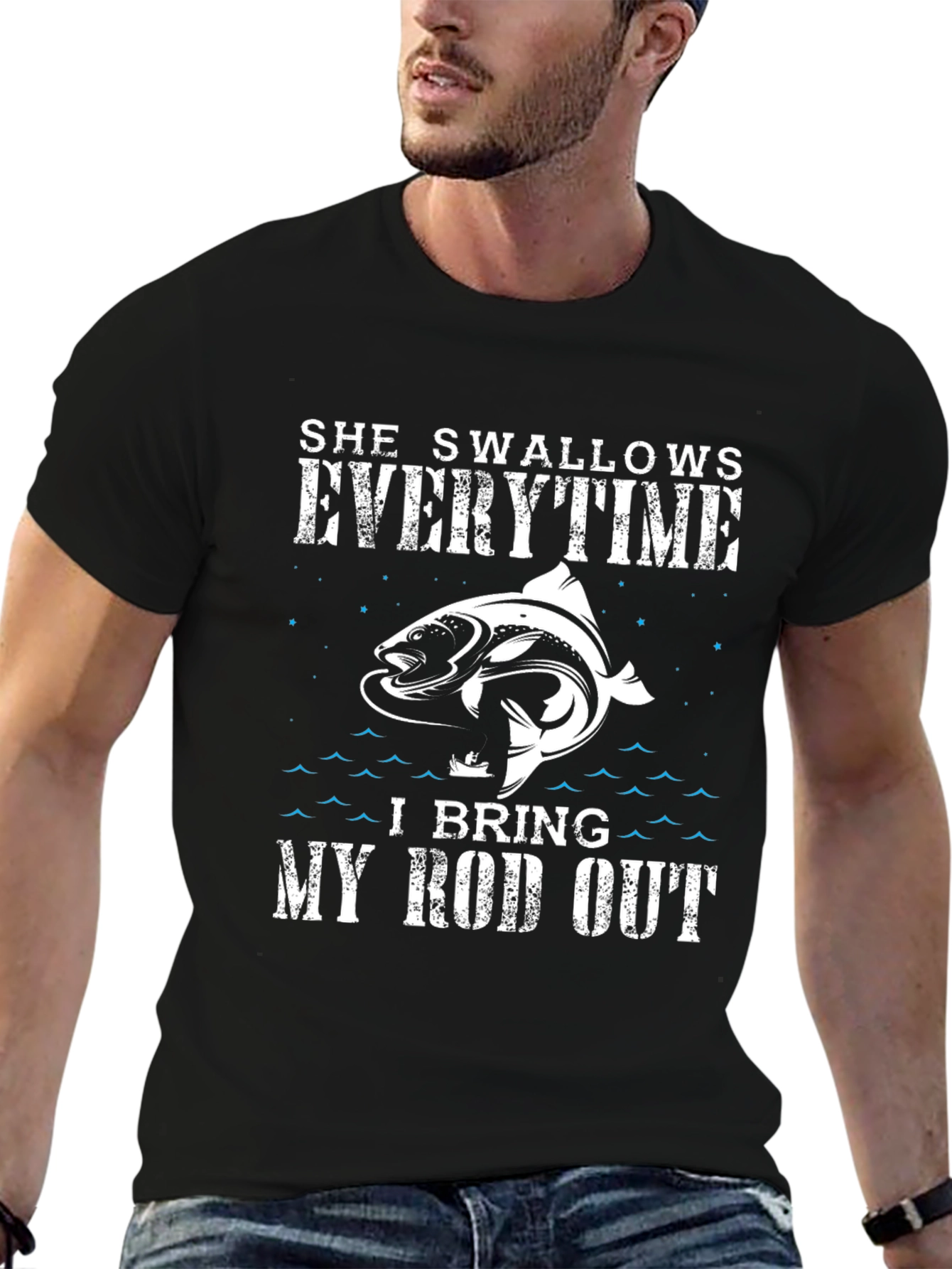 Fishing Humor T-Shirt - She Swallows Every Time