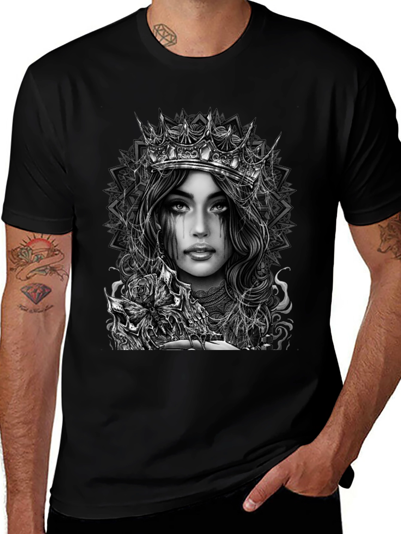 Gothic Queen Graphic Tee - Dark Fantasy Art Shirt