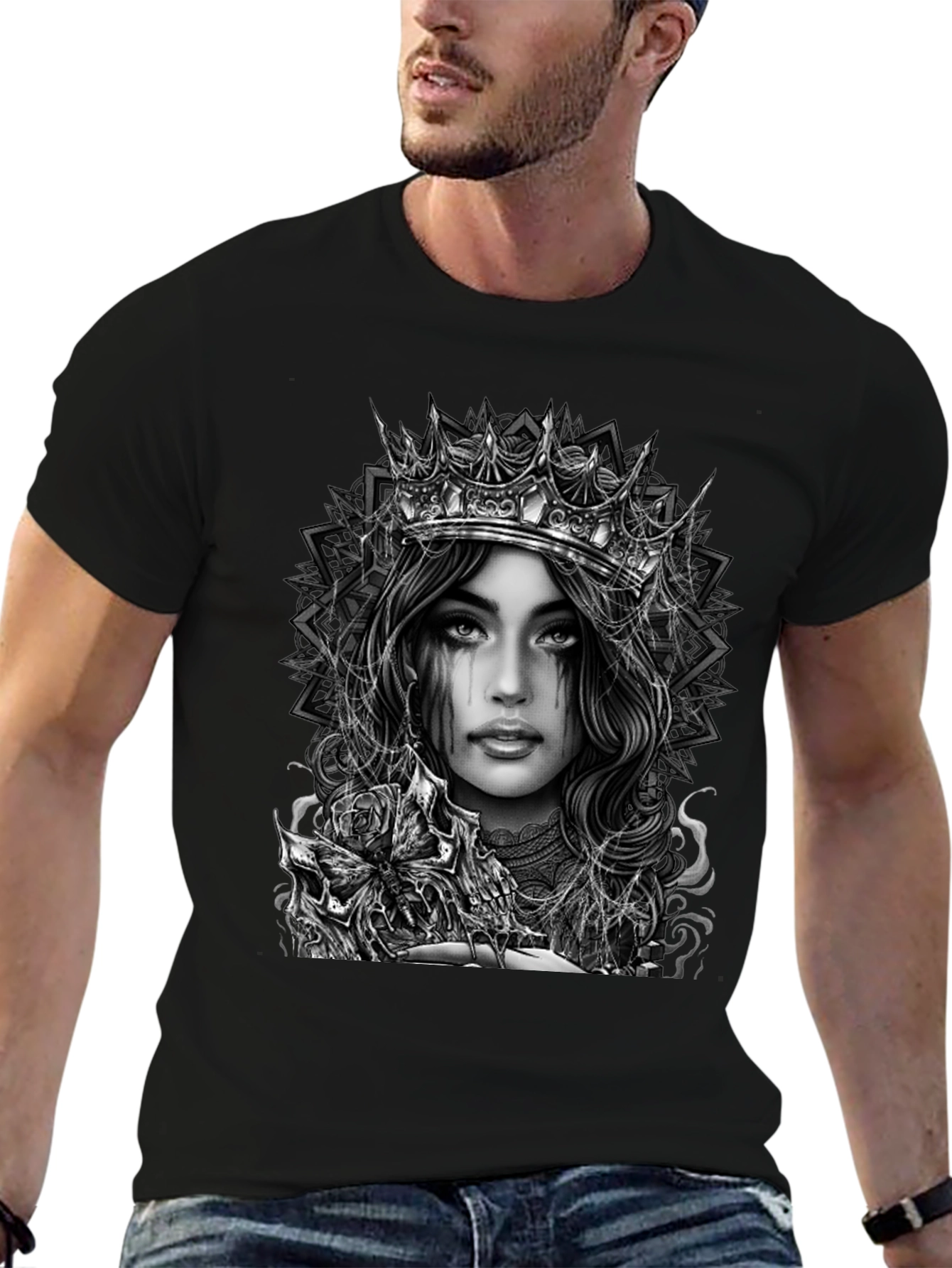 Gothic Queen Graphic Tee - Dark Fantasy Art Shirt