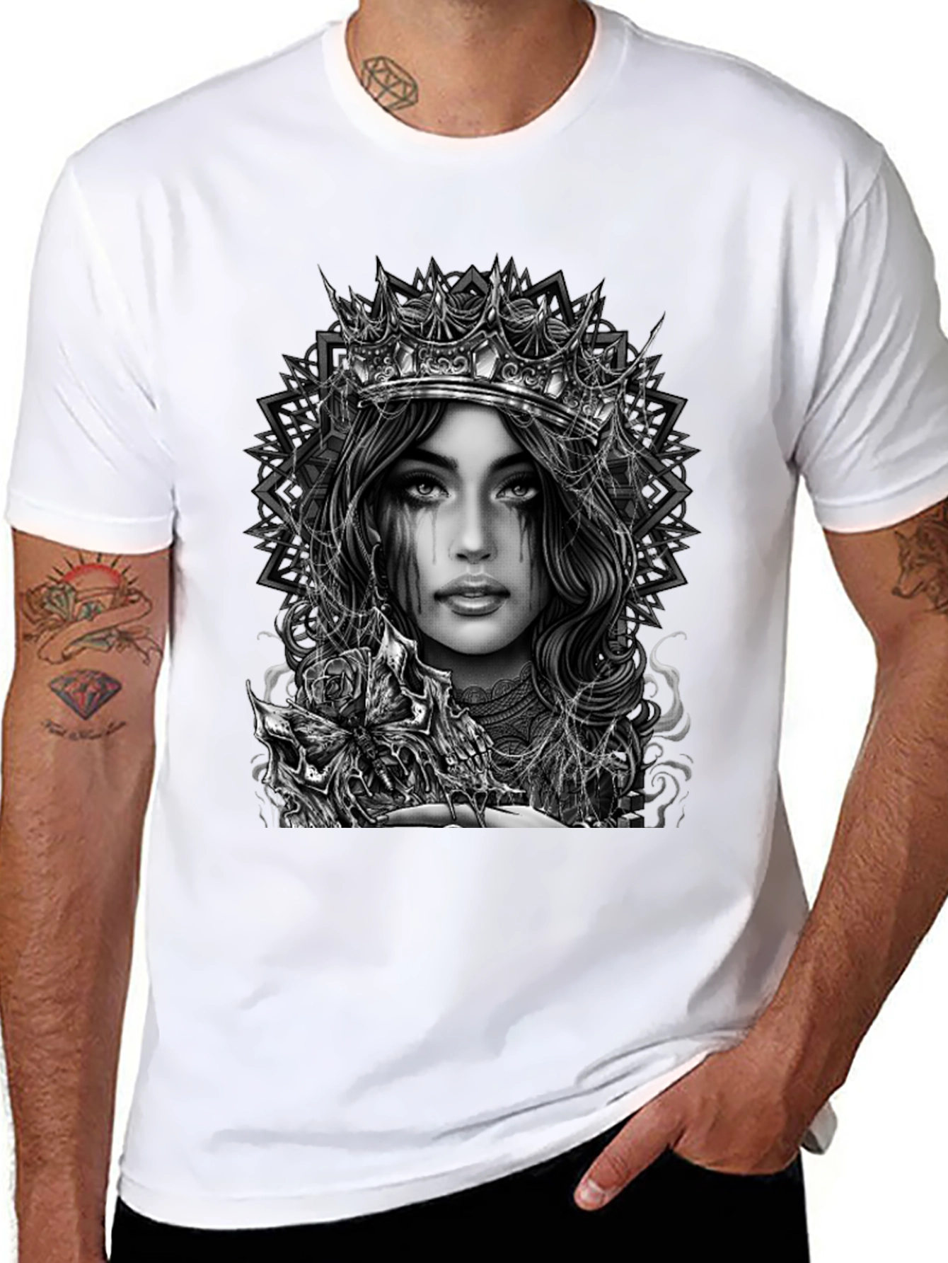 Gothic Queen Graphic Tee - Dark Fantasy Art Shirt