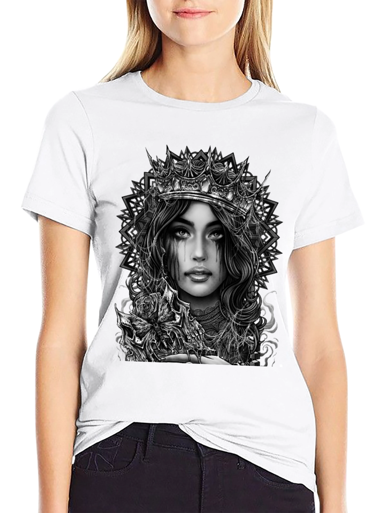 Gothic Queen Graphic Tee - Dark Fantasy Art Shirt