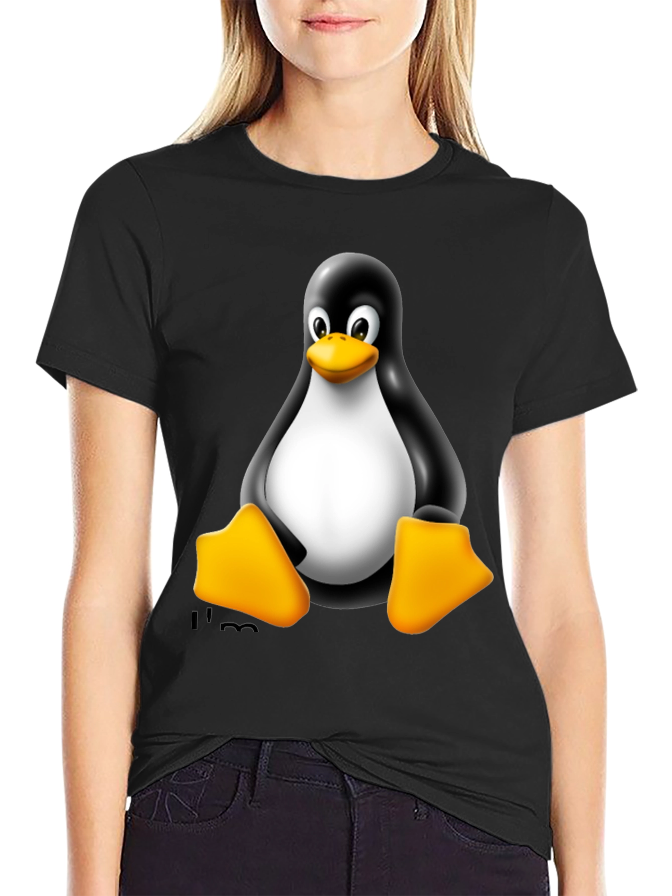 Linux Tux Penguin Black Graphic Tee